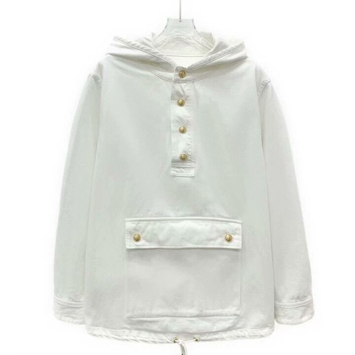 Celine Celine White Cotton Hooded Jacket Size XS / US 0-2 / IT 36-38 - 1 Thumbnail