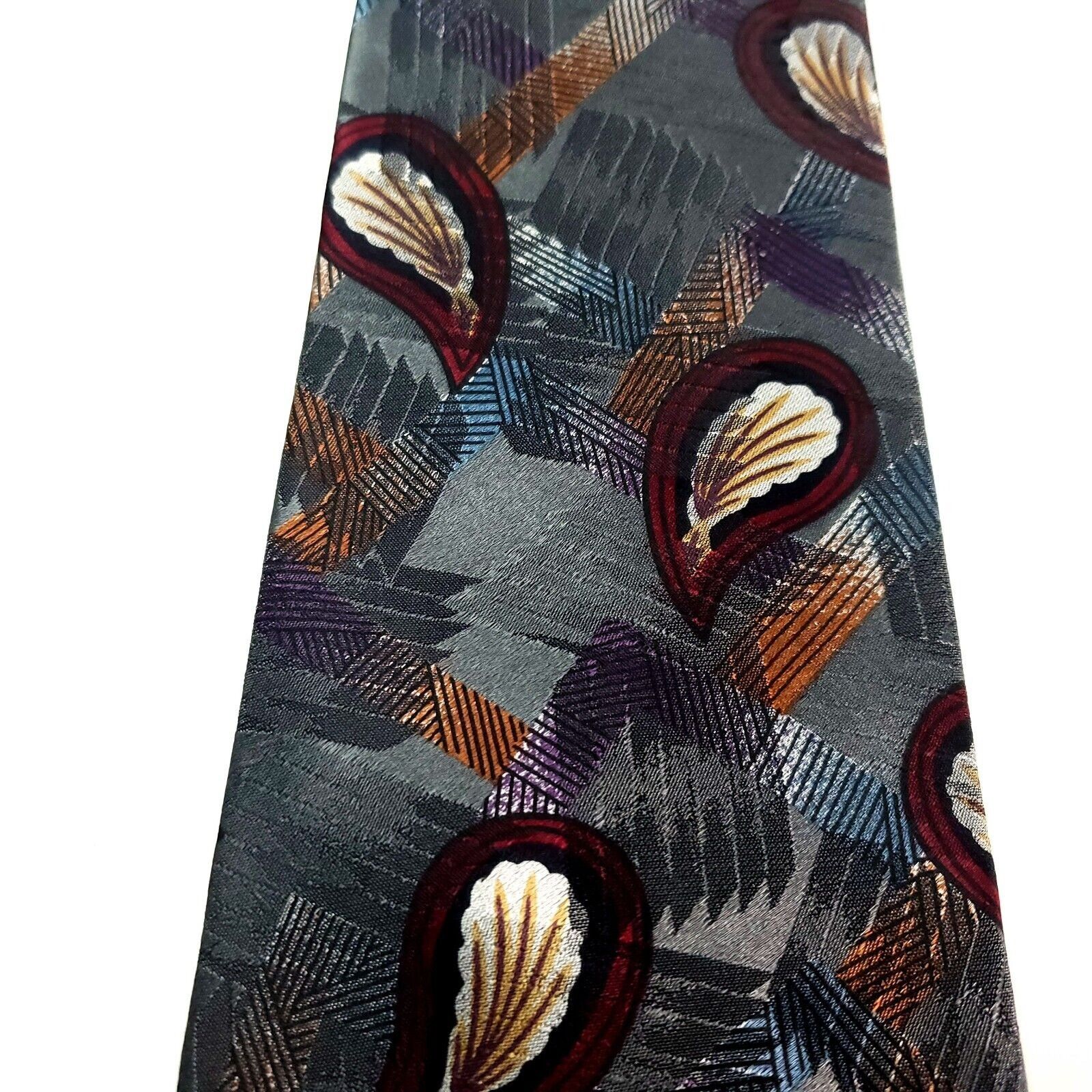 Designer Mark Alexander Textured Silk Tie Green Floral Short Wide Size ONE SIZE - 2 Thumbnail
