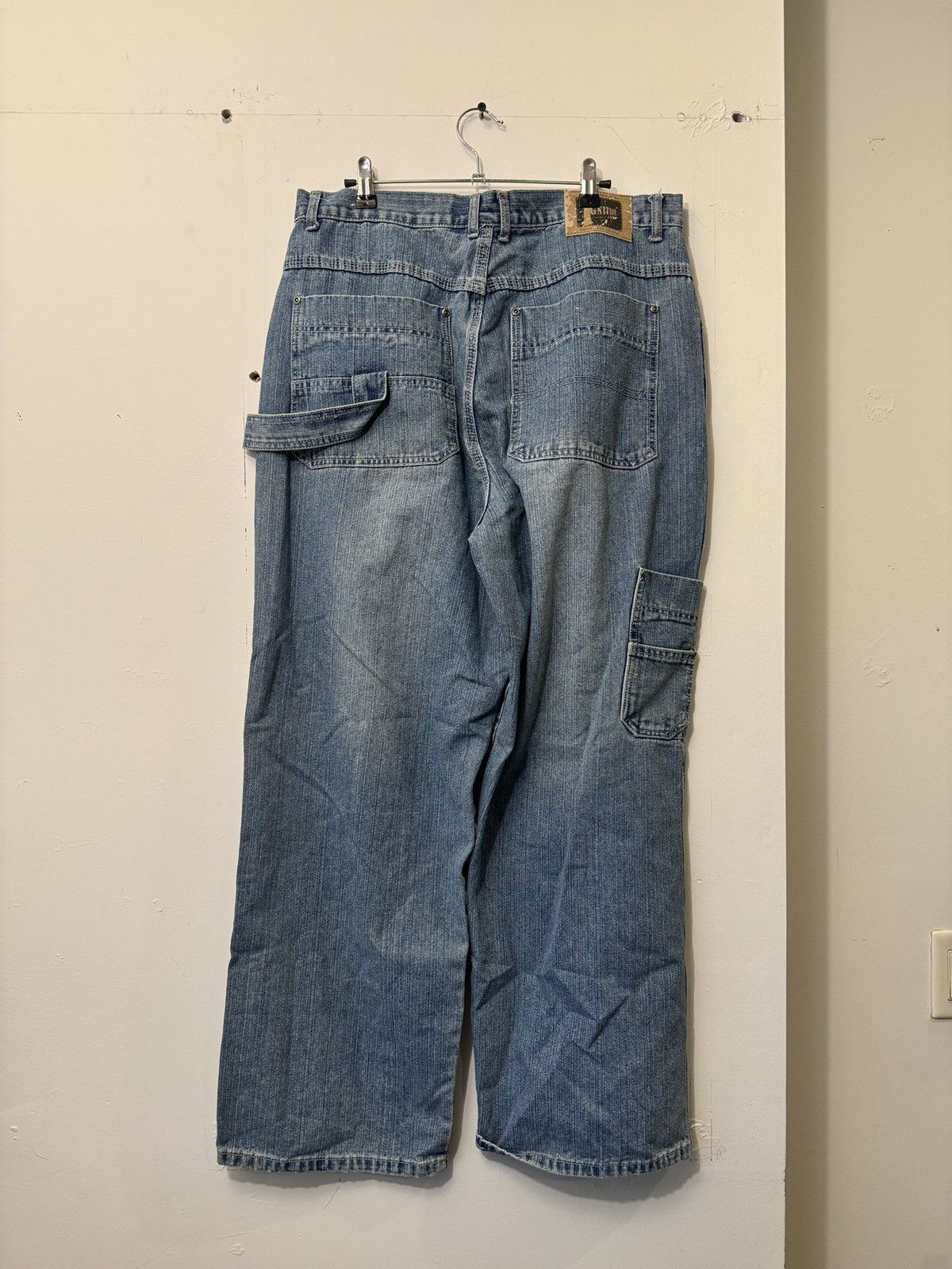 image of Jnco x Southpole Vintage Y2K Baggy Light Wash Carpenter Denim Jeans in Blue, Men's (Size 34)