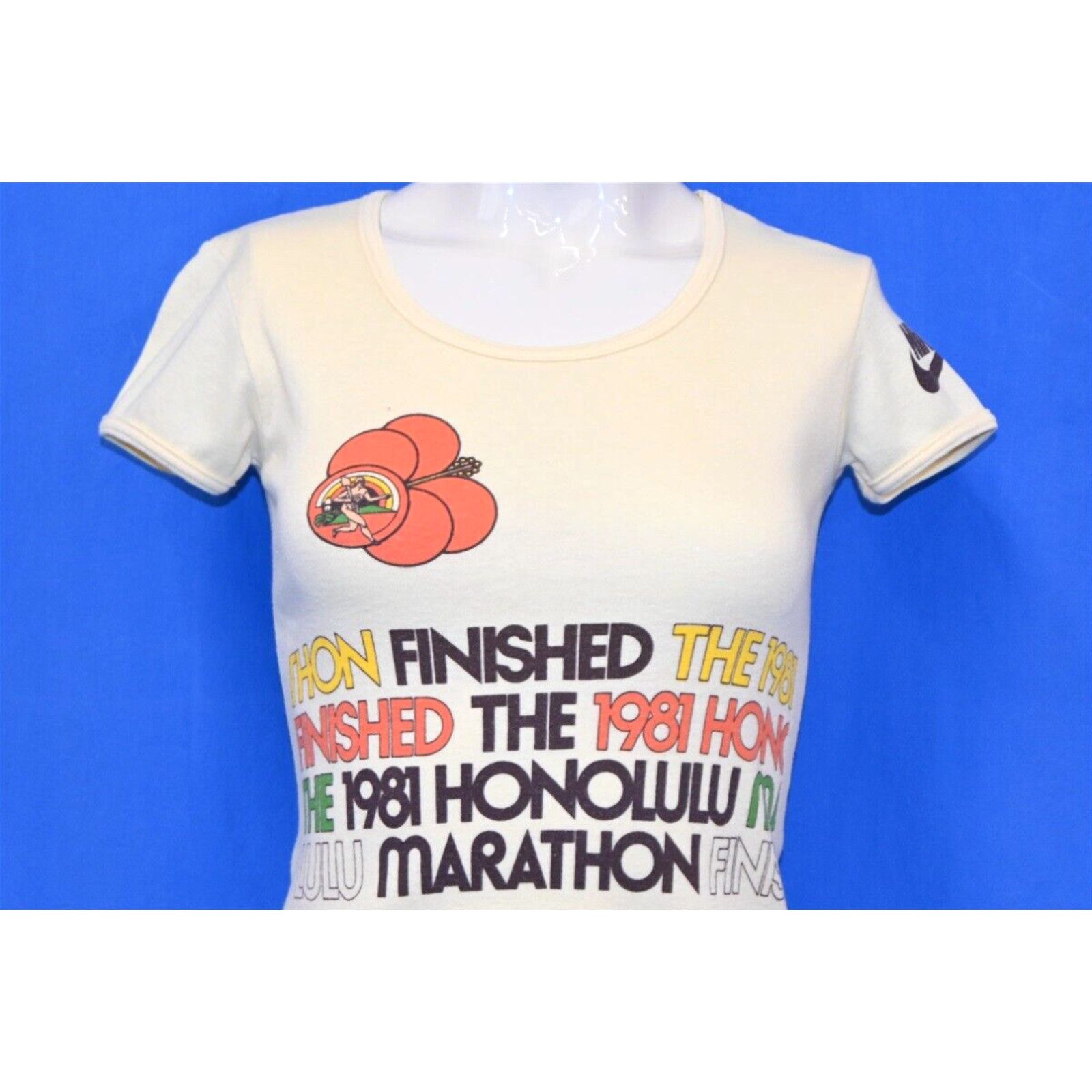 image of VTG 80's Nike Finished The 1981 Honolulu Marathon Crazy Shirts Women's T-Shirt Xs in White