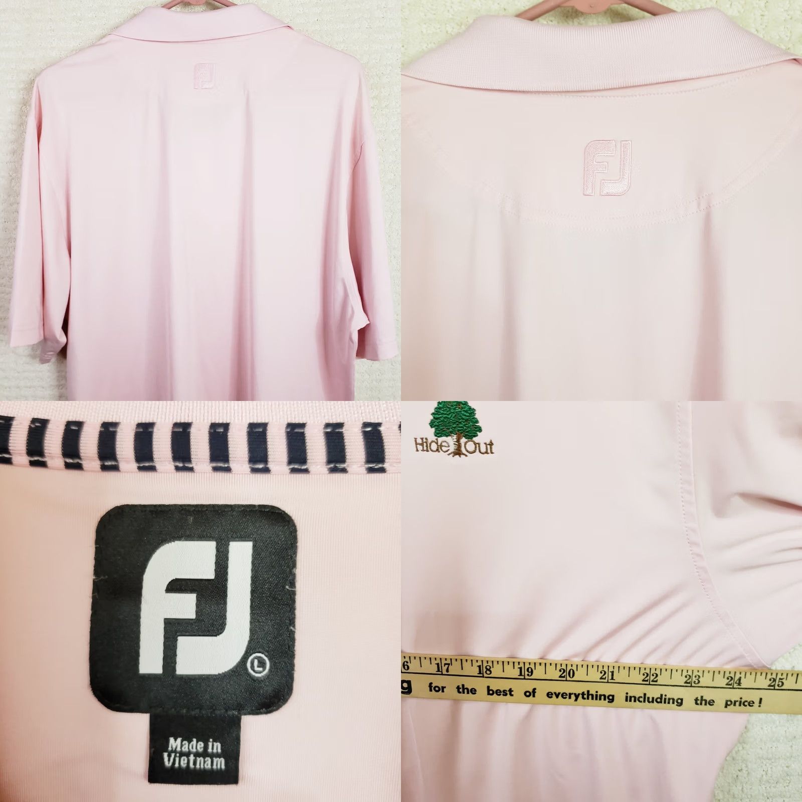Footjoy FootJoy Polo Shirt Men's L Pink Striped Short Sleeve Breathable Quick Dry Hide Out Logo Golf Shirt Size US L / EU 52-54 / 3 - 8 Thumbnail