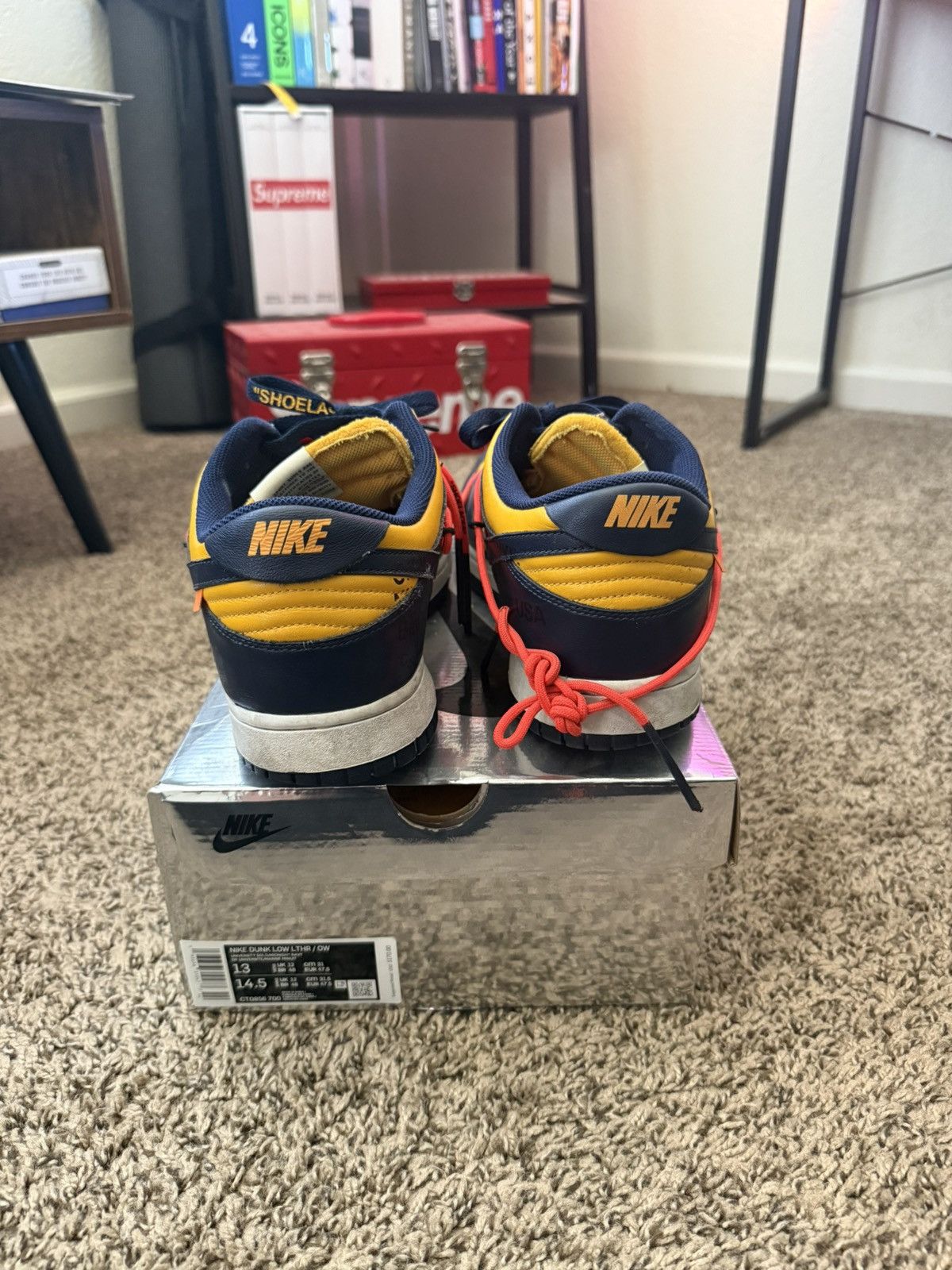 Nike × Off-White Off White x Nike University Gold Michigan Dunk Size US 13 / EU 46 - 4 Thumbnail