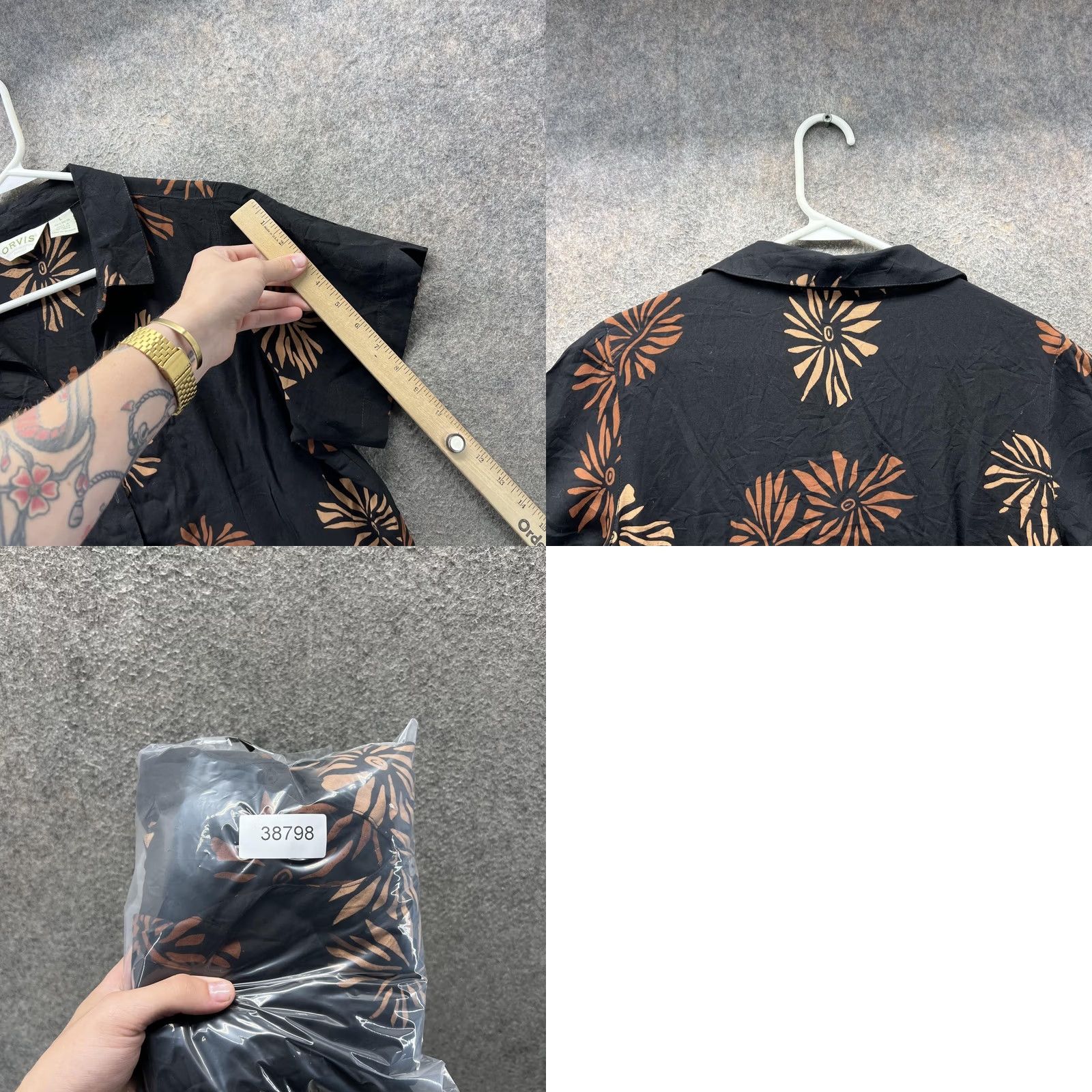 Orvis Orvis Shirt Dress Womens Large Black Floral Rayon Button Front Midi Dress Size L / US 10 / IT 46 - 8 Thumbnail