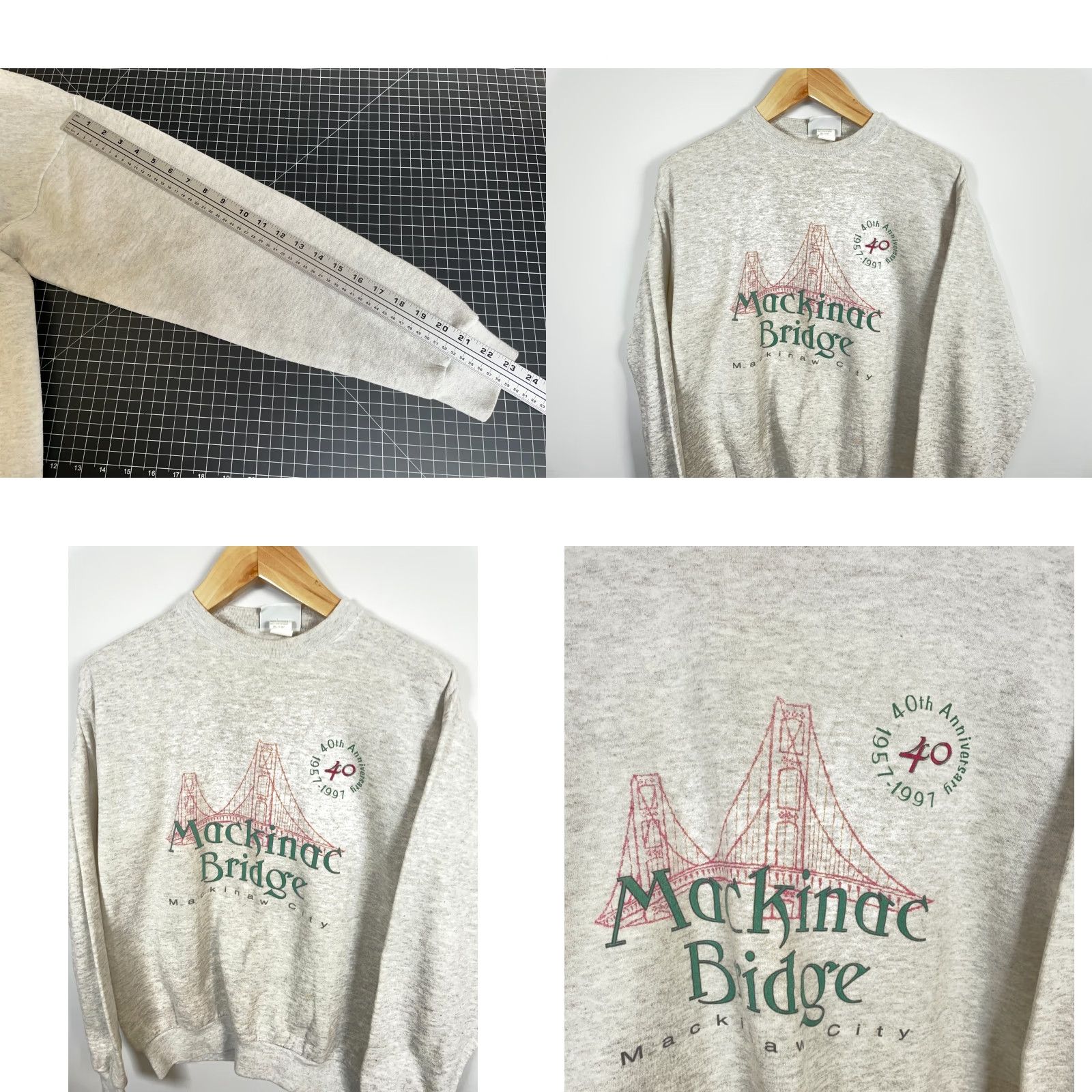 Vintage VINTAGE Mackinac Bridge Sweatshirt Women's Medium Heather Gray Artisans Tag 90s City Outdoor Retro Graphic Print Lightweight Pullover Sweatshirt Women Size M / US 6-8 / IT 42-44 - 8 Thumbnail