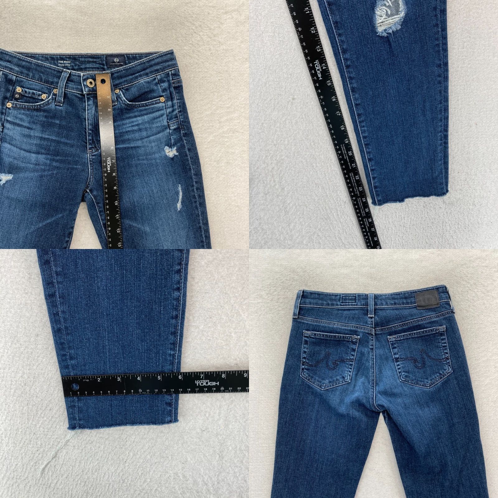 Denime AG Adriano Goldschmied The Beau Women's 24 Slouchy Skinny Blue Denim Distressed Jeans Size ONE SIZE - 8 Thumbnail