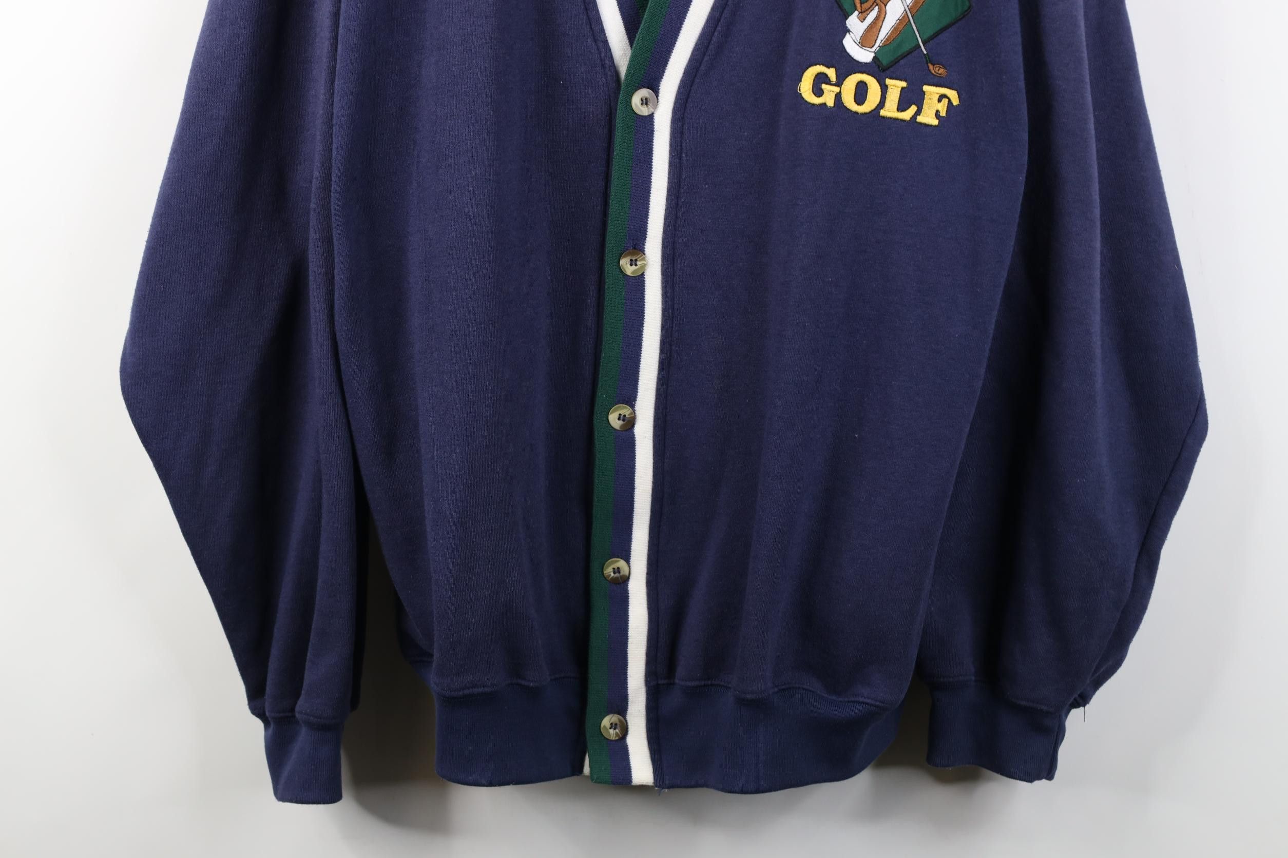 Vintage Vintage 90s Streetwear Golf Golfing Cardigan Sweatshirt Blue Size US XL / EU 56 / 4 - 3 Thumbnail