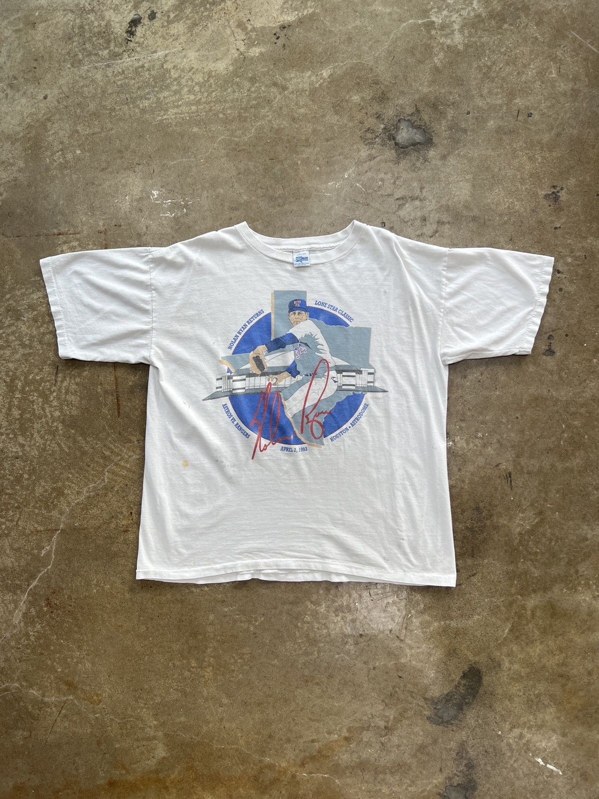 MLB Vintage 1993 Rangers Astrodome Nolan Ryan Salem Tee XL Size US XL / EU 56 / 4 - 2 Thumbnail