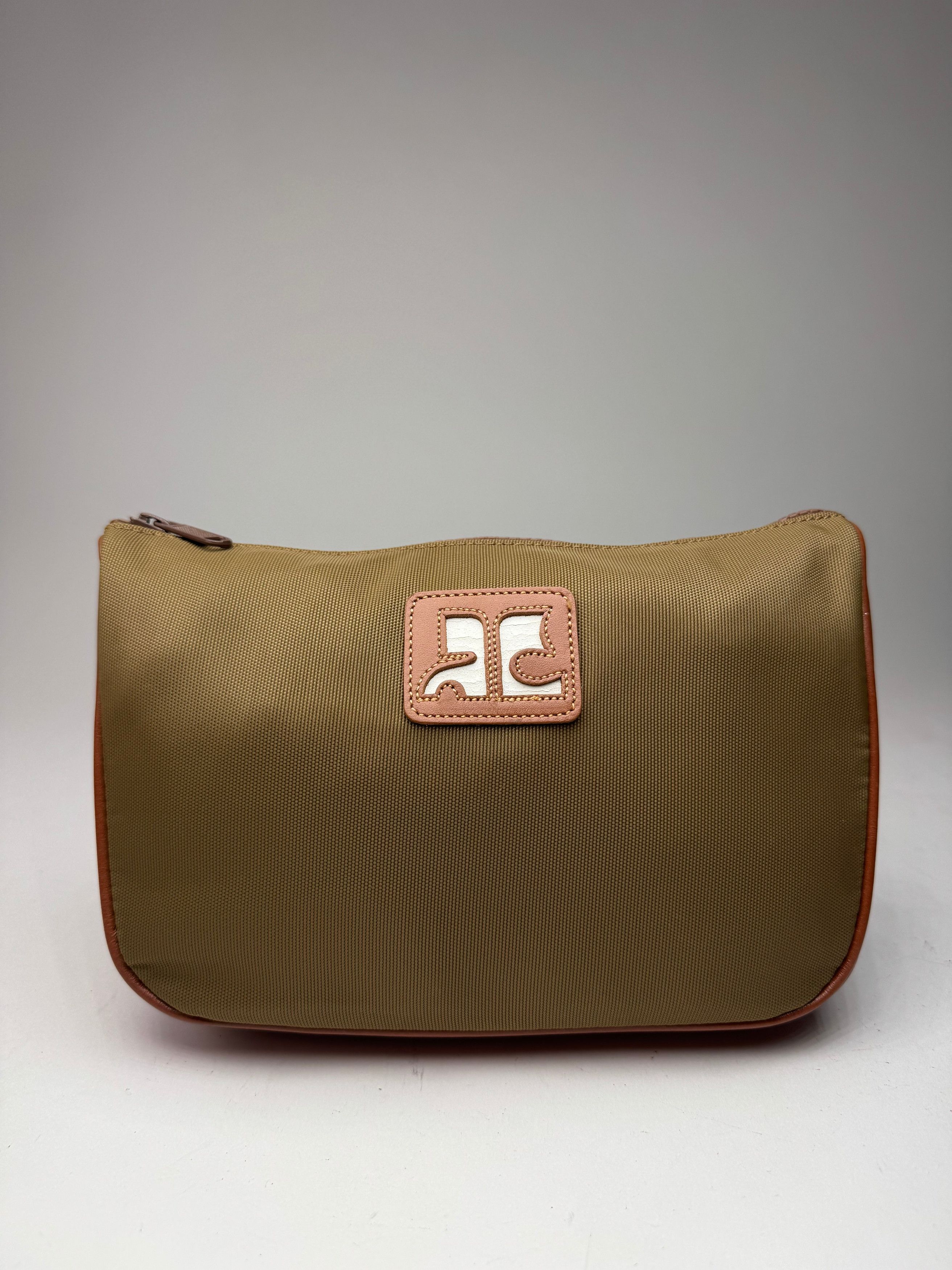 Courreges Vintage Polyester Leather Clutch Khaki Brown Size ONE SIZE - 1 Thumbnail