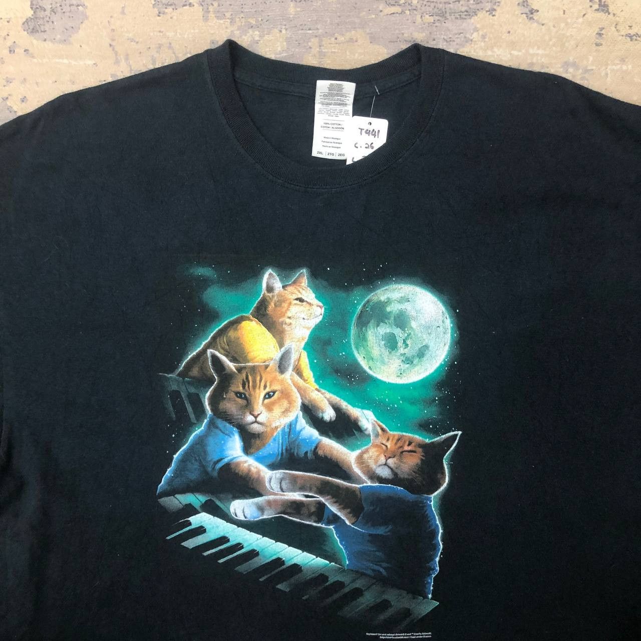 Vintage T441 VTG OVERSIZE CHARLIE SCHMIDT ARTWORK KEYBOARD CAT TEE Size US XXL / EU 58 / 5 - 3 Thumbnail