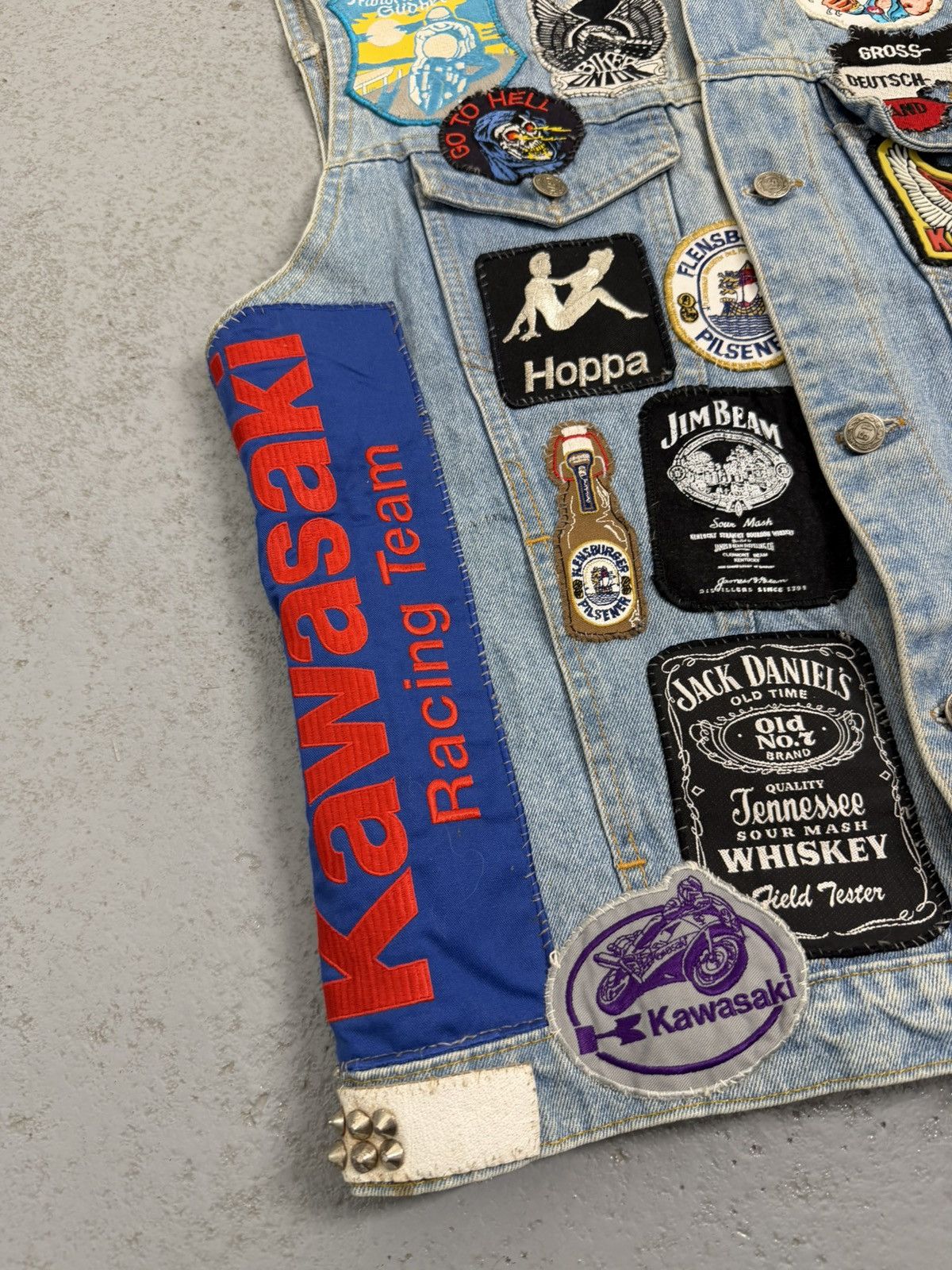 Vintage Biker Gang 80s 51States Cut Embroidered Studded Patched Vest Size US L / EU 52-54 / 3 - 3 Thumbnail