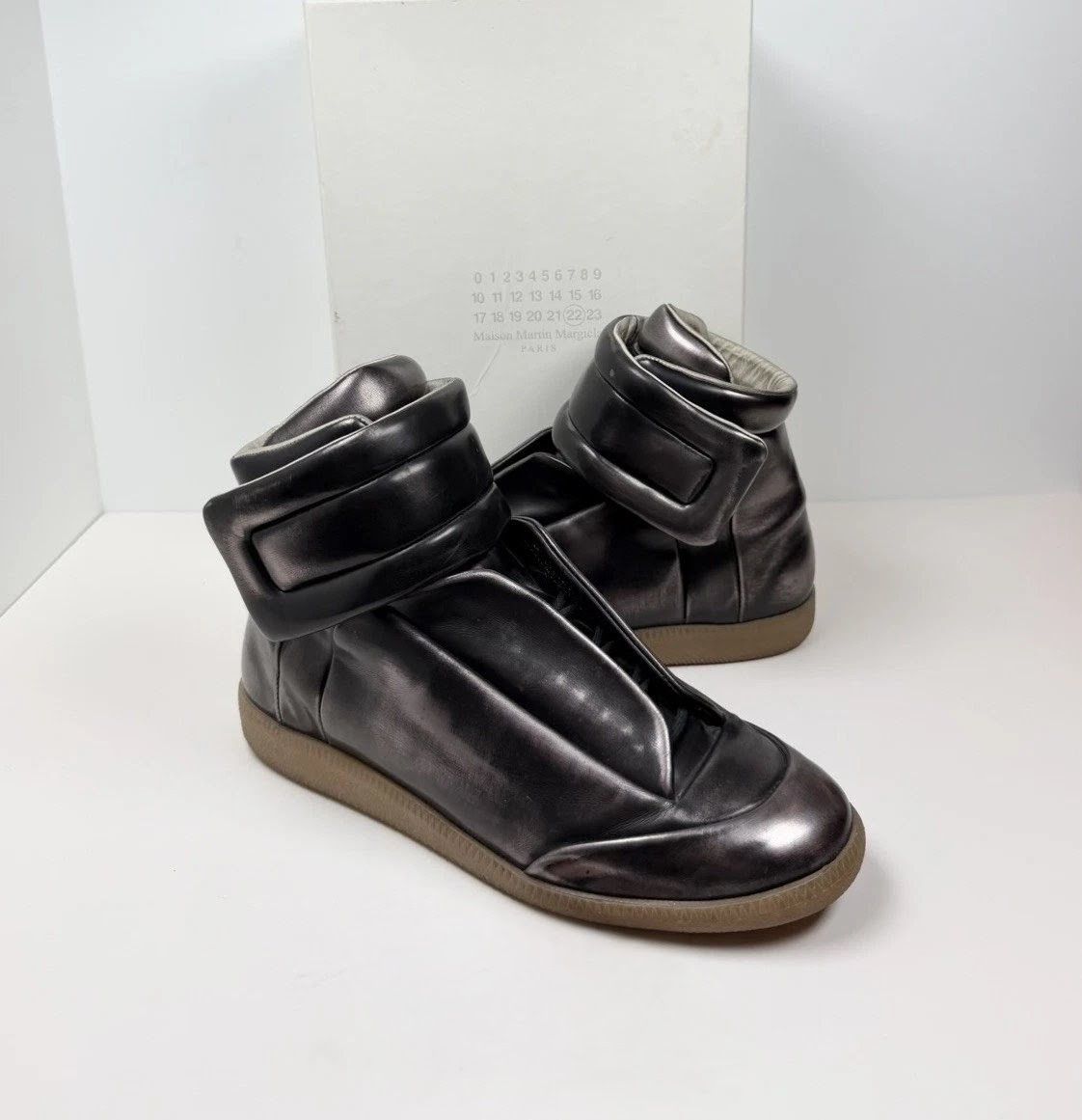 Maison Margiela Future Gray Metallic 9 42 Leather High Suede