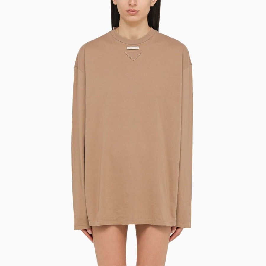 image of Prada O1D2Blof0124 T-Shirt In Brown, Women's (Size Large)