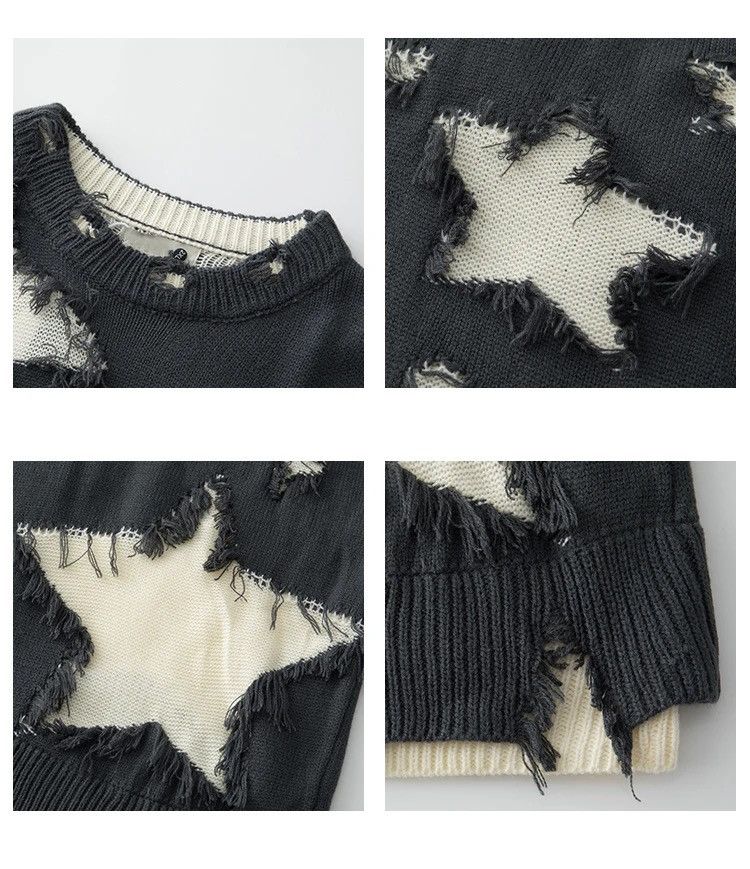 Japanese Brand × Vintage Retro hip hop star distressed oversized sweater knitwear Size US XL / EU 56 / 4 - 16 Thumbnail