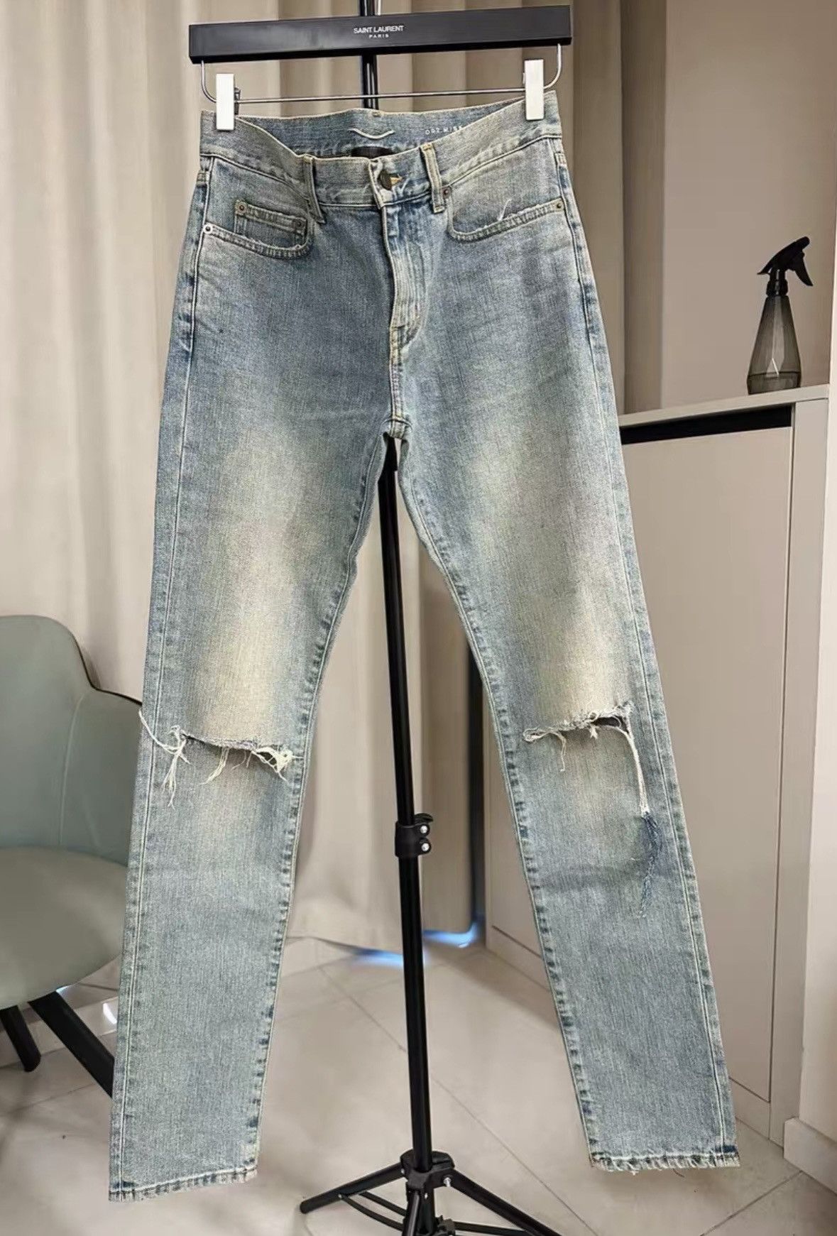 Saint Laurent Paris Saint Laurent SLP 2017SS D02 Double Knee Slashed Jeans Size US 29 - 1 Thumbnail