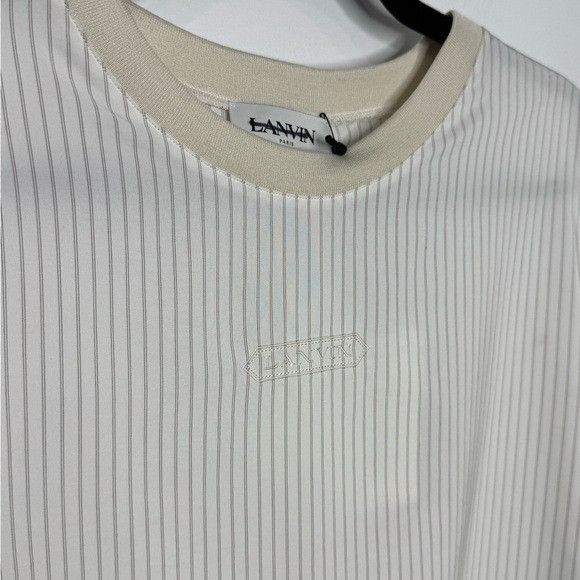 Lanvin Lanvin Striped Logo T-Shirt Silk White Men’s Size 38/US Medi Size US M / EU 48-50 / 2 - 2 Thumbnail