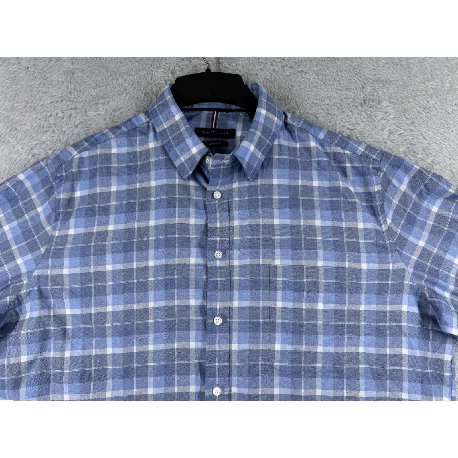 Tommy Hilfiger Tommy Hilfiger Shirt Adult Extra Large Blue Plaid Long Sleeve 17-17.5 34-35 Size US XL / EU 56 / 4 - 4 Thumbnail