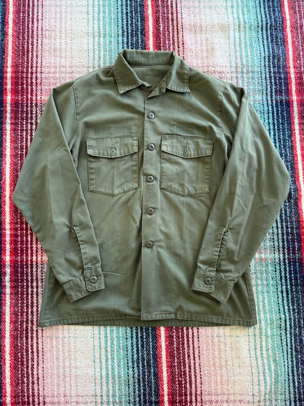 Vintage 80s OG 507 Distressed Fatigue Shirt L Size US L / EU 52-54 / 3 - 1 Thumbnail