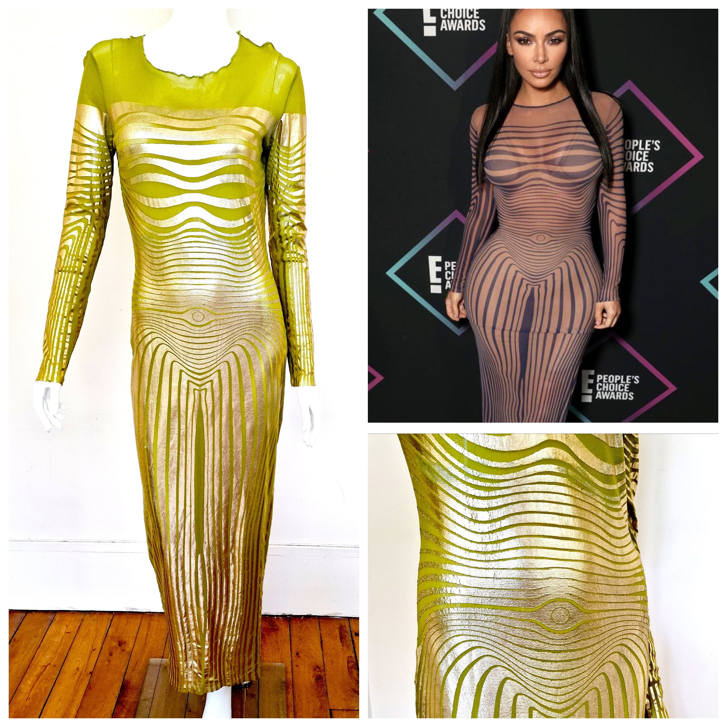 Jean Paul Gaultier Jean Paul Gaultier S/S 1996 Optical Illusion Mesh Dress Size L / US 10 / IT 46 - 1 Thumbnail
