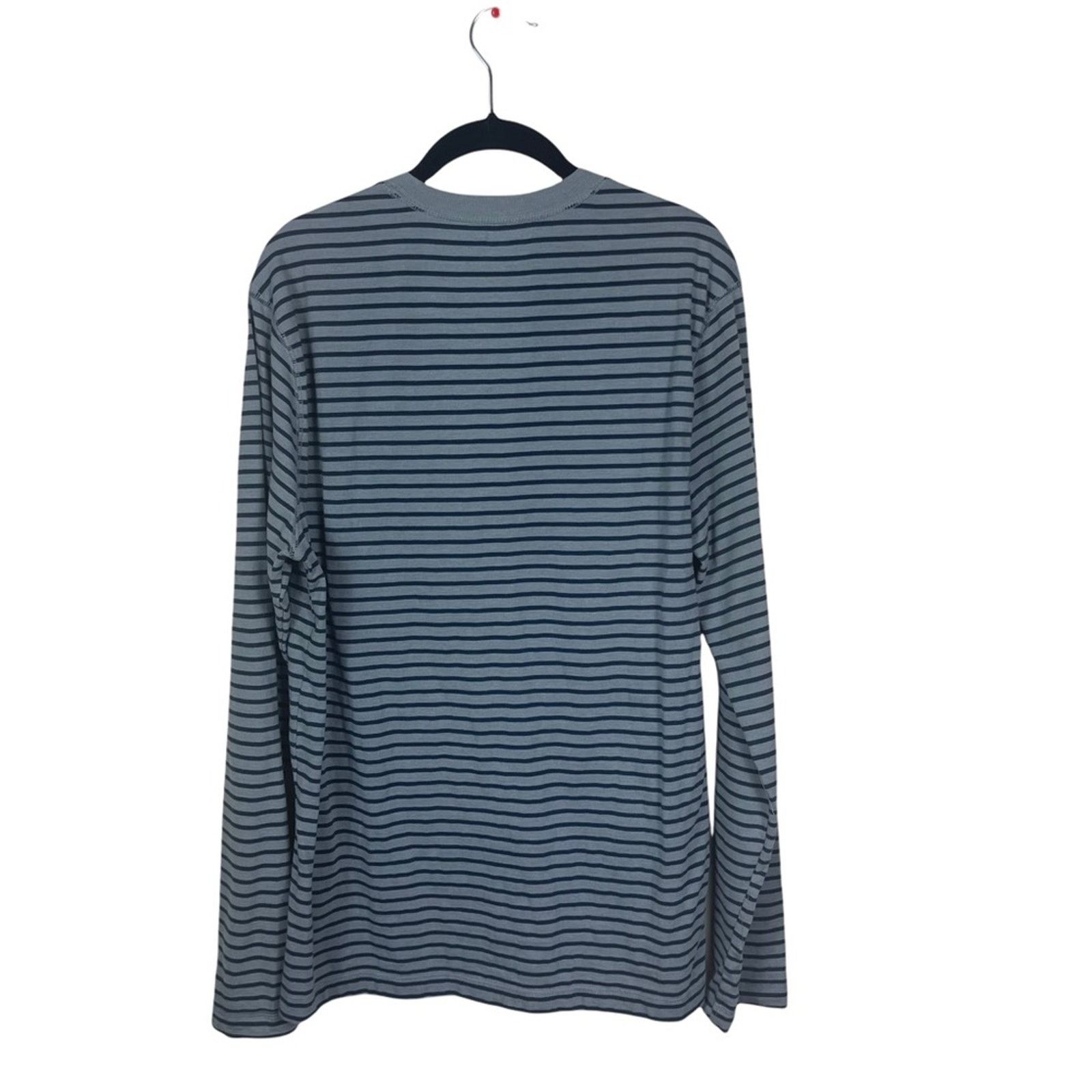 Gap Gap Striped Knit Long Sleeve 3 Button Henley Gray Navy Large Size US L / EU 52-54 / 3 - 7 Thumbnail