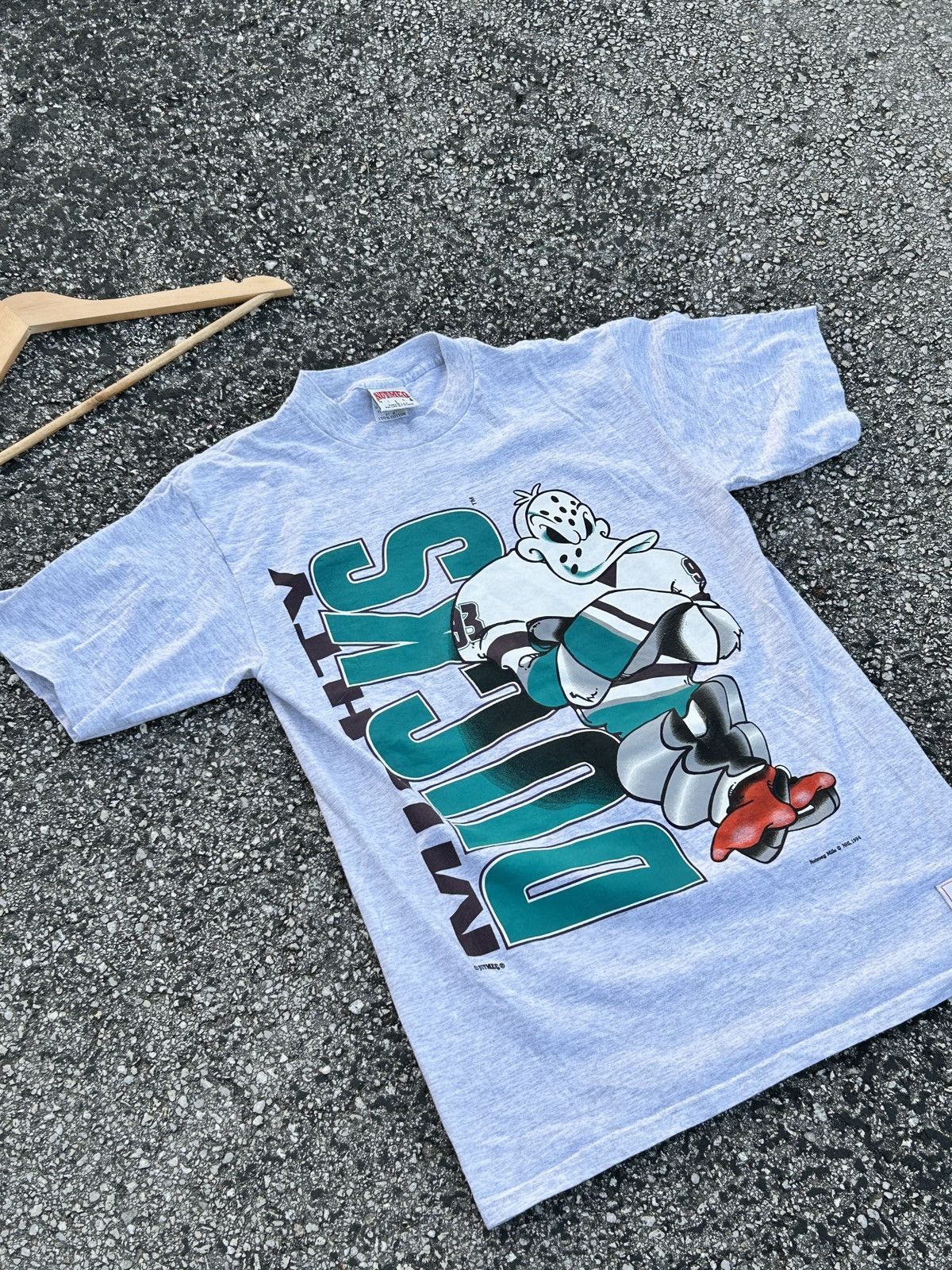 image of Vintage Nutmeg Mills 1994 Mighty Ducks T Shirt Size:l in Grey, Men's (Size Large)