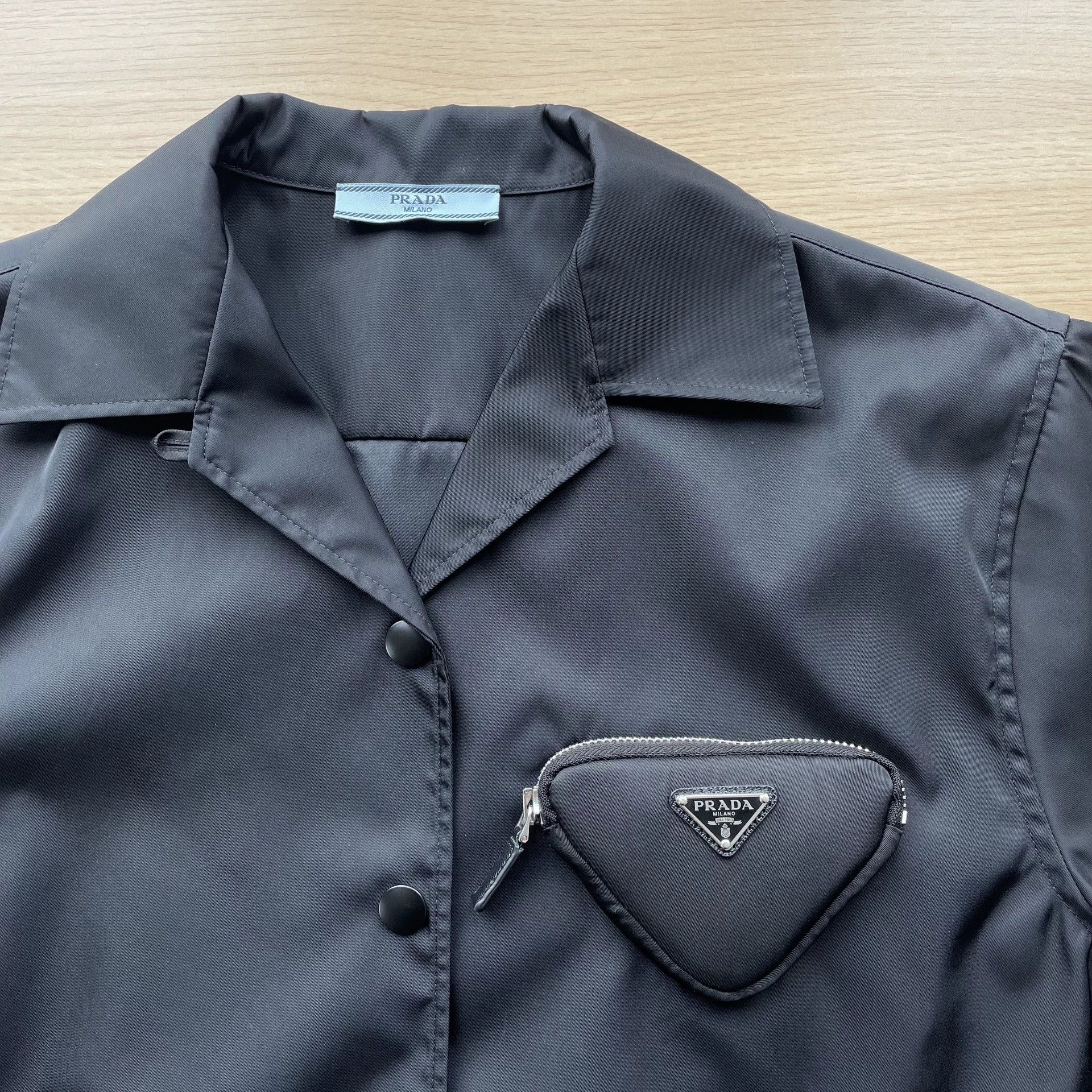 Prada PRADA Women's Solid Button-Front Sun Shirt Black 38 Size XS / US 0-2 / IT 36-38 - 3 Thumbnail