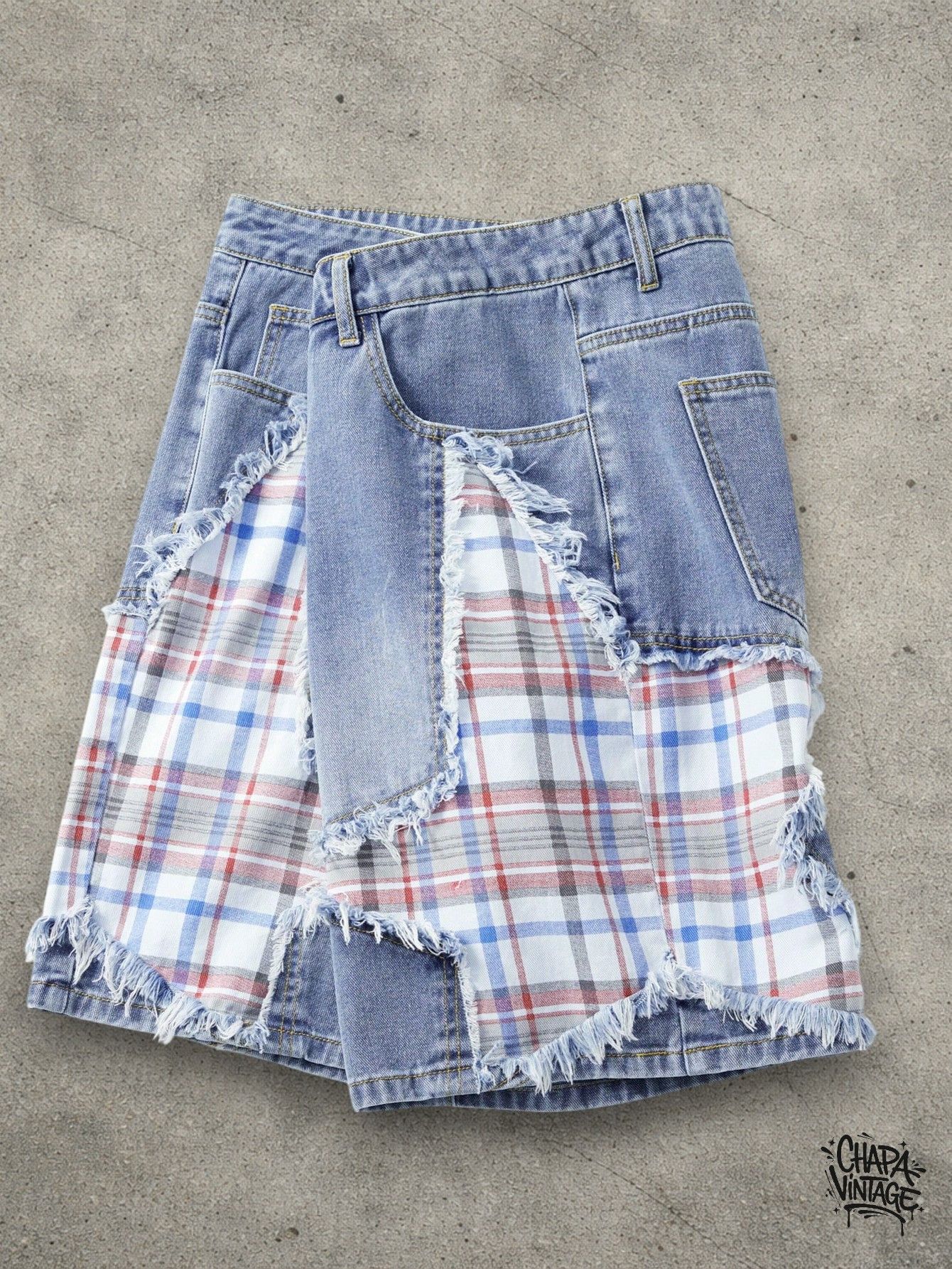 Vintage Baby blue patchwork shorts Size US 32 / EU 48 - 3 Thumbnail