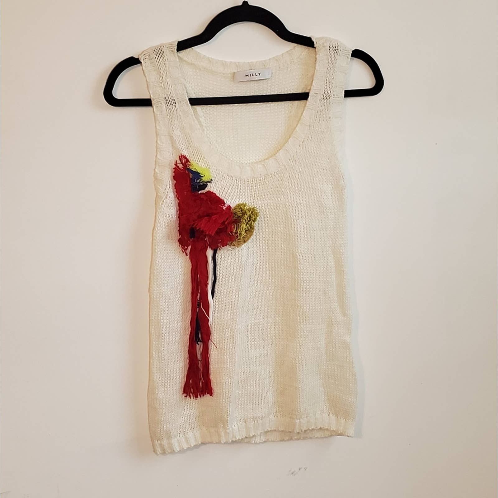 Milly MILLY Designer White Open Weave Sweater Vest Red Art Accent Grailed   773e921051b4478cac2f9ec9a5ce4bad