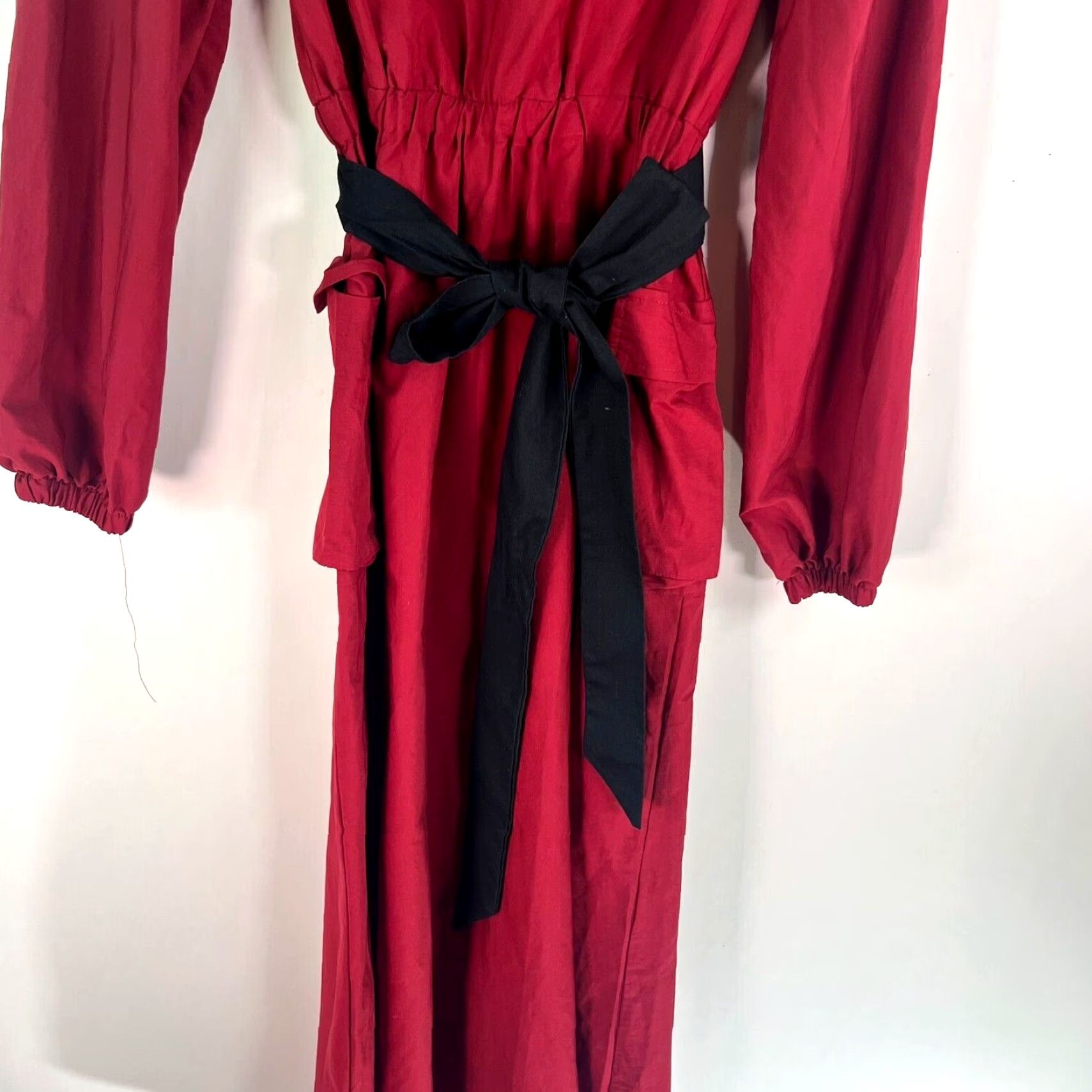 Vintage VINTAGE Sahra ButiK Modest Tie Cotton Long Sleeve Dress Womens M Red Size M / US 6-8 / IT 42-44 - 2 Thumbnail