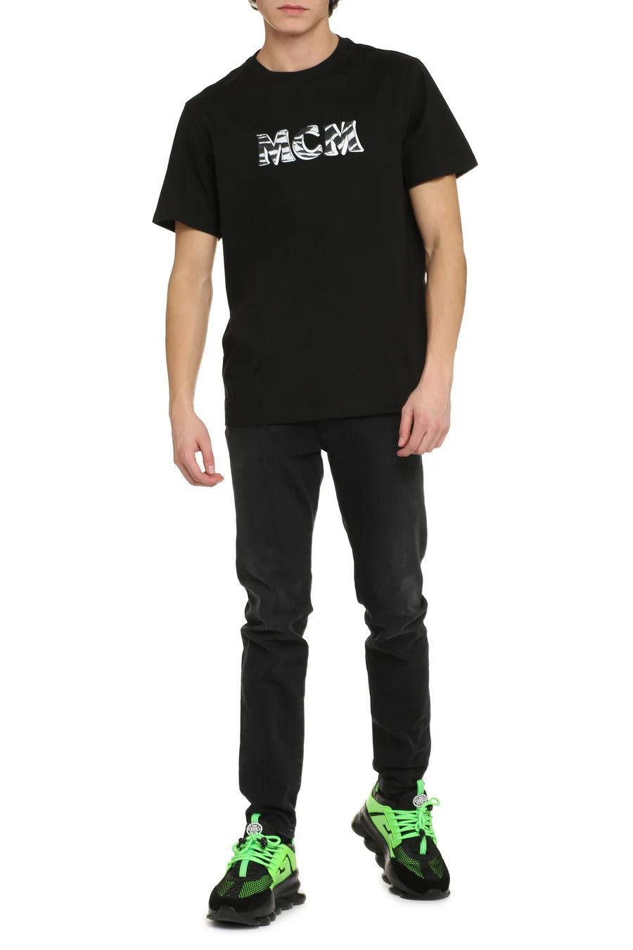 MCM MCM black striped logo print cotton crewneck t-shirt Medium Size US M / EU 48-50 / 2 - 2 Thumbnail