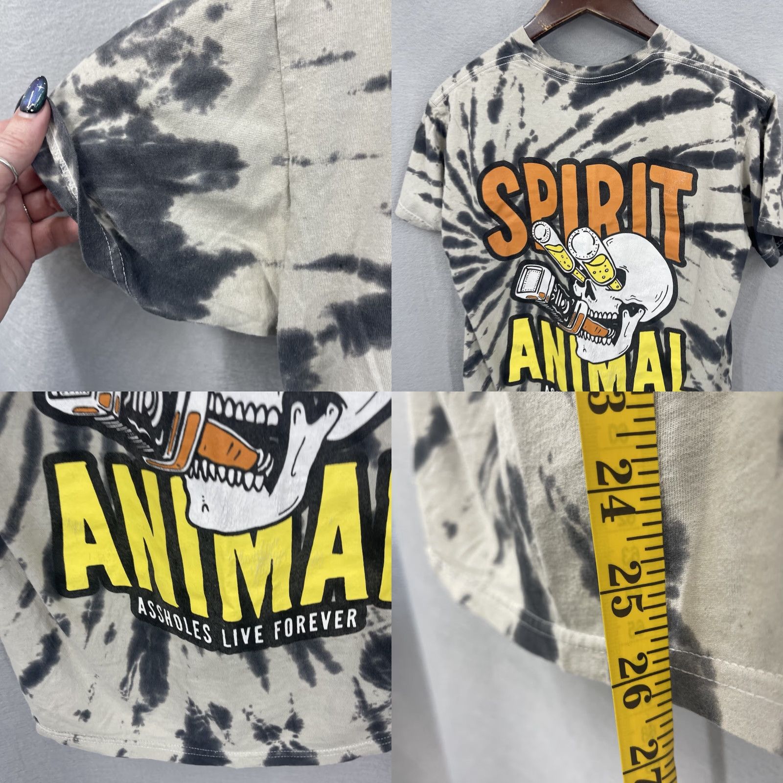 Vintage ALF T-Shirt Mens Small Gray 90s Skull Read As*holes Live Spirit Animal Tie-Dye Crew Neck Short Sleeve Cotton Jersey Vintage No Size US S / EU 44-46 / 1 - 8 Thumbnail