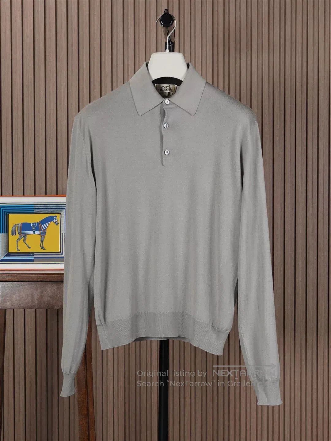Hermes Hermes Men's Gray Knit Polo Shirt. Size US M / EU 48-50 / 2 - 1 Thumbnail