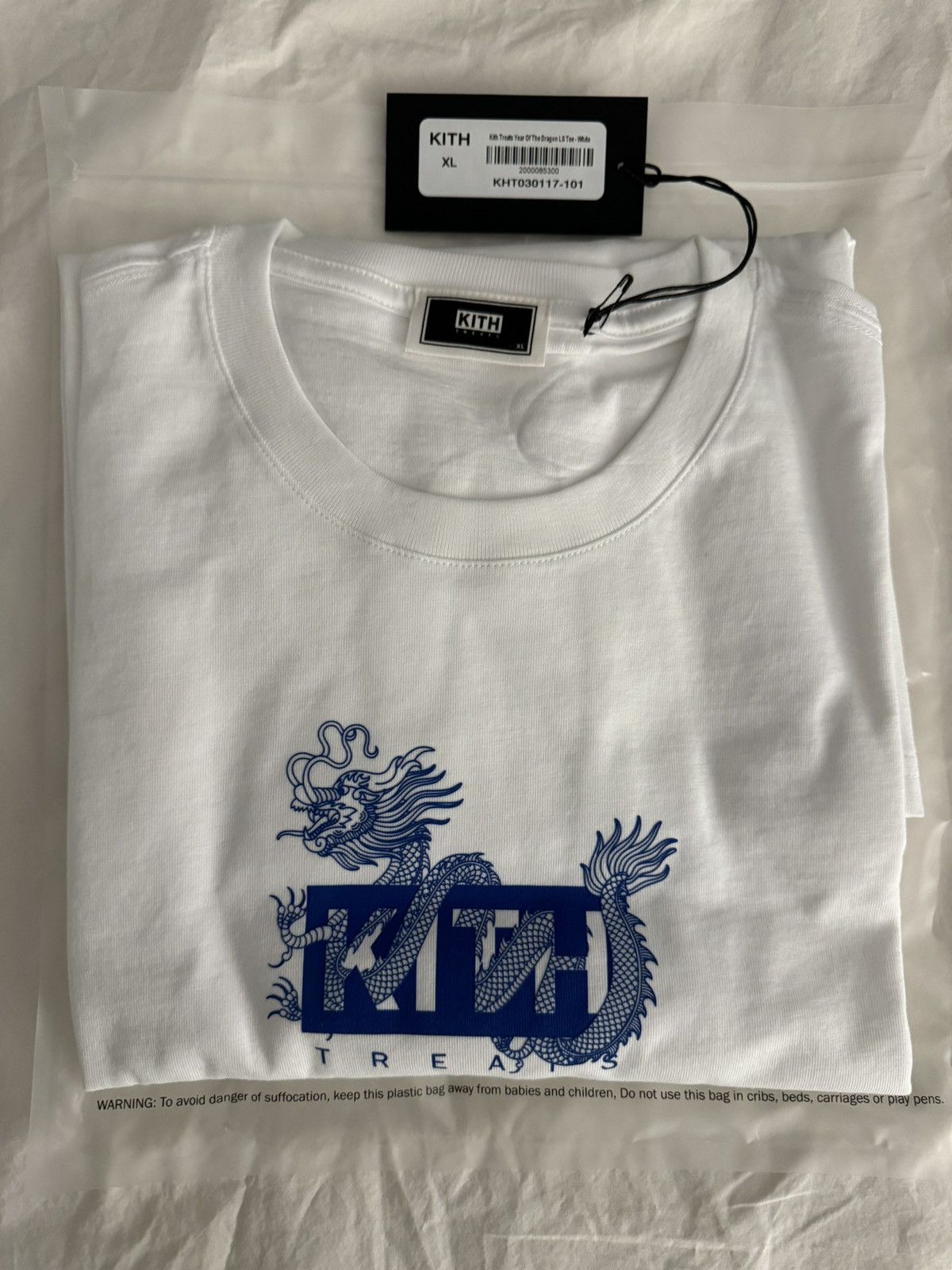 image of Kith Treats Year Of The Dragon Long Sleeve Tee (White - Xl), Men's