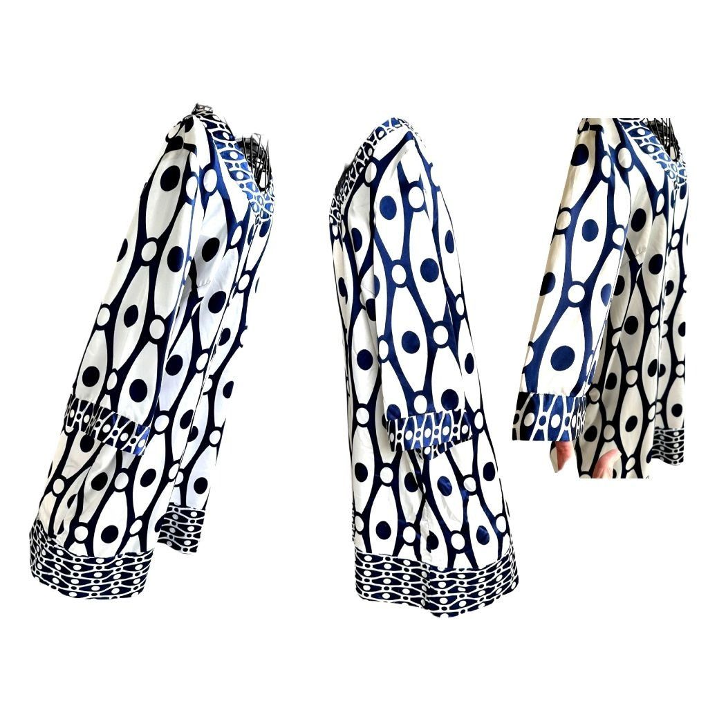 Other Antilia Femme Dress Large Midi White Navy Abstract Geometric Size L / US 10 / IT 46 - 11 Thumbnail