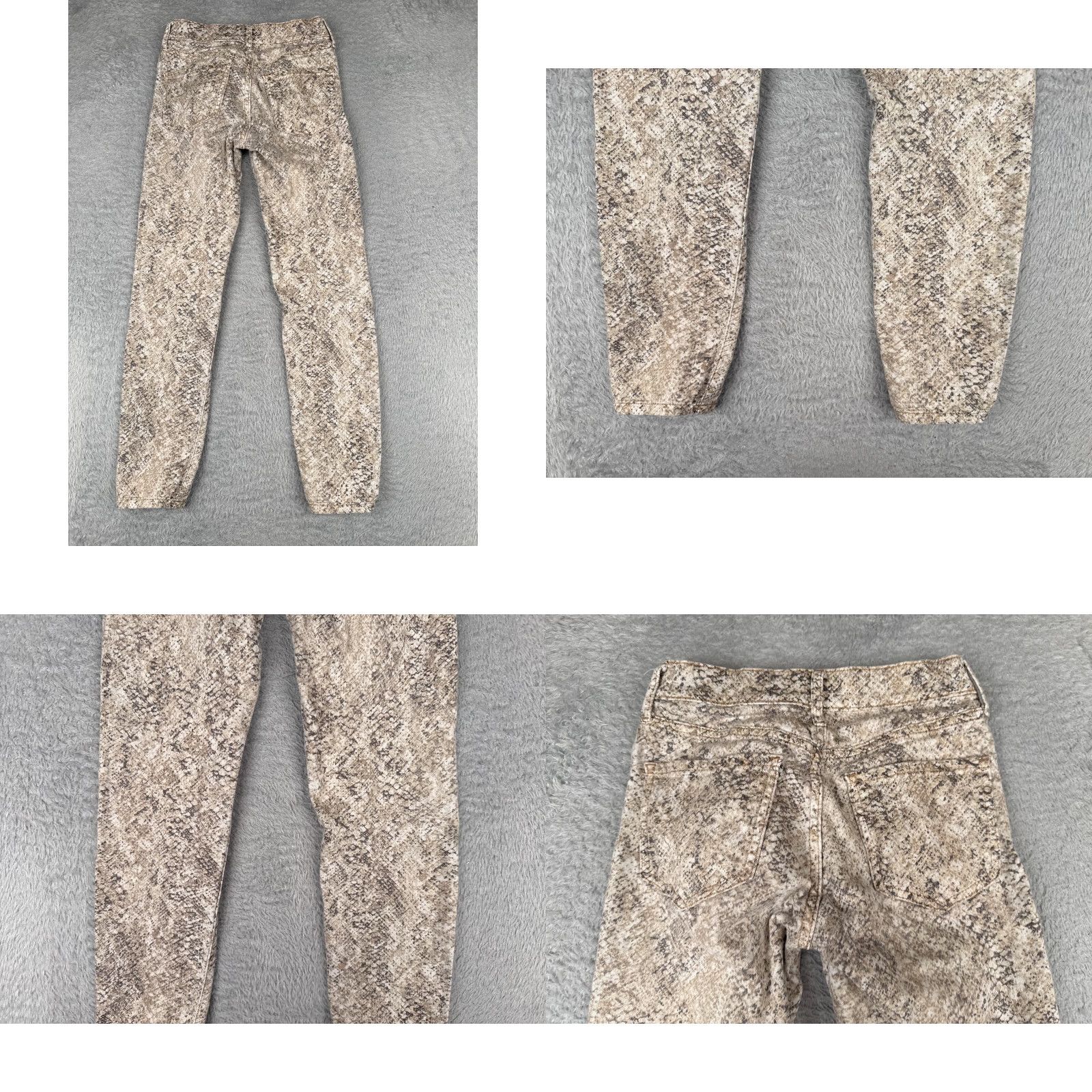 Express Express Jeans Womens 00 Beige Denim Snake Pattern Skinny Mid Rise Cotton 24x27 Jeans Size 24" / US 00 / IT 34 - 10 Thumbnail