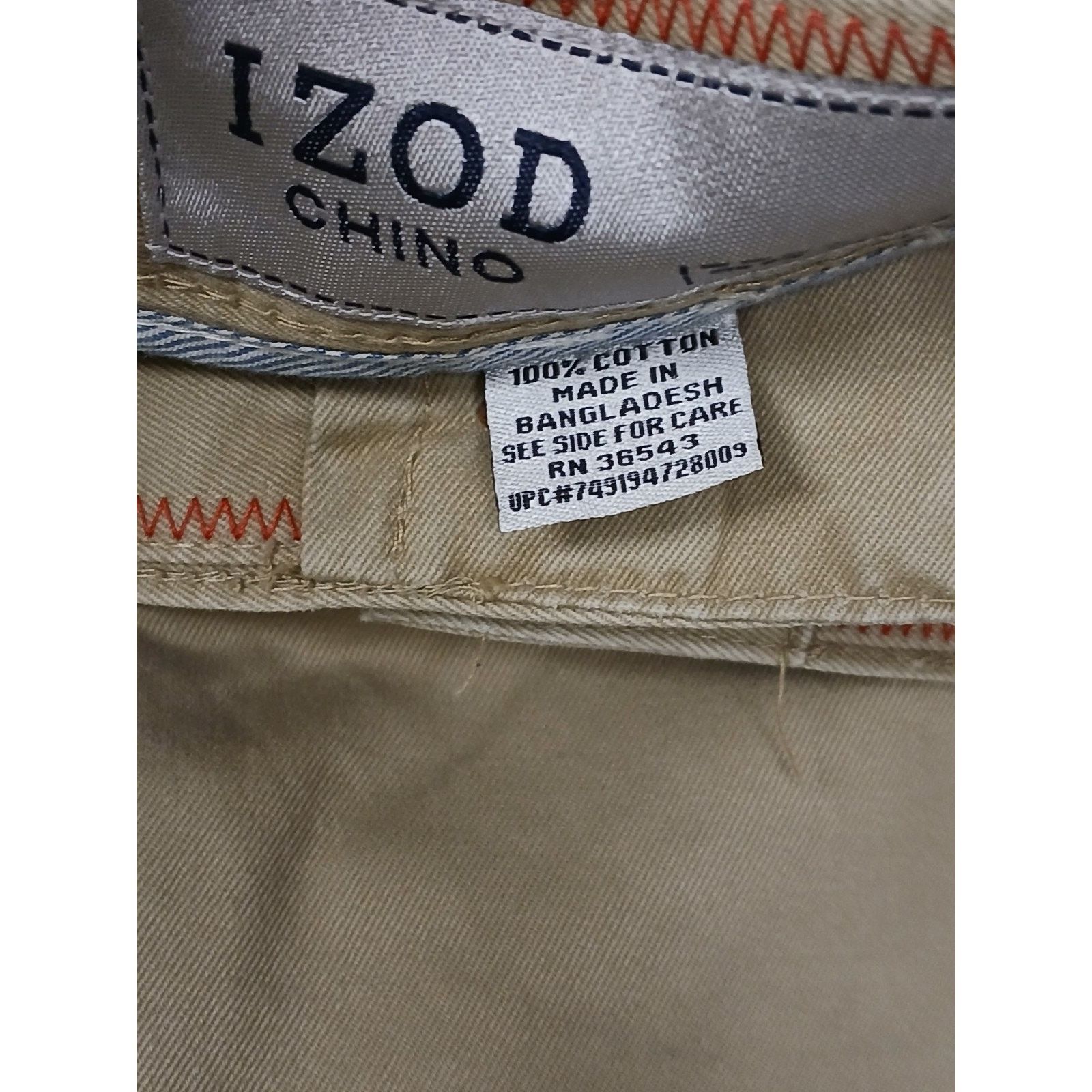 Izod Izod (38x30) Classic Chino Style Khaki Beige Dress Pants Size US 38 / EU 54 - 7 Thumbnail