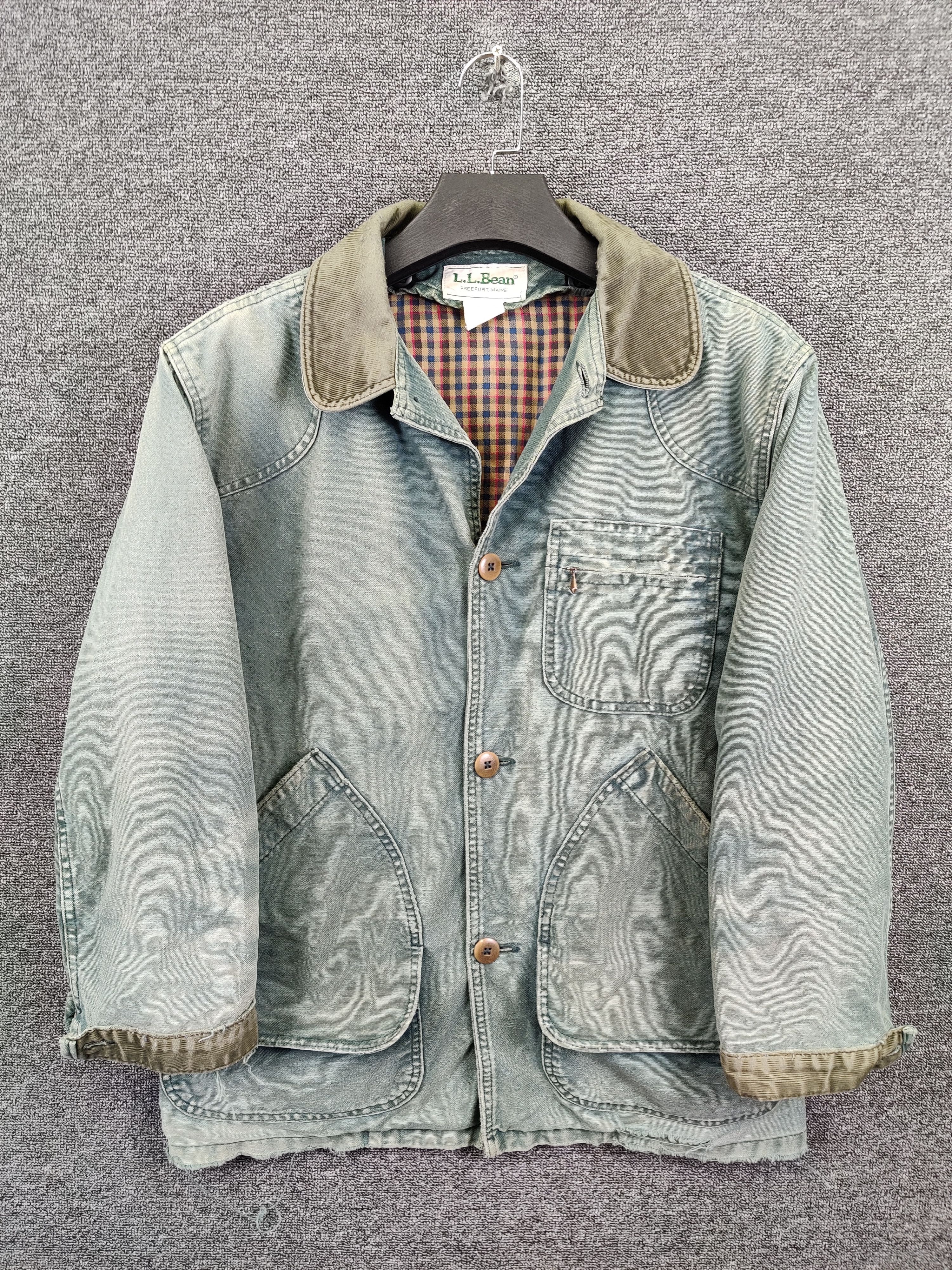 L.L. Bean L.L. Bean Blanket Lined Green Chore Jacket Coduroy Collar Size US M / EU 48-50 / 2 - 1 Thumbnail