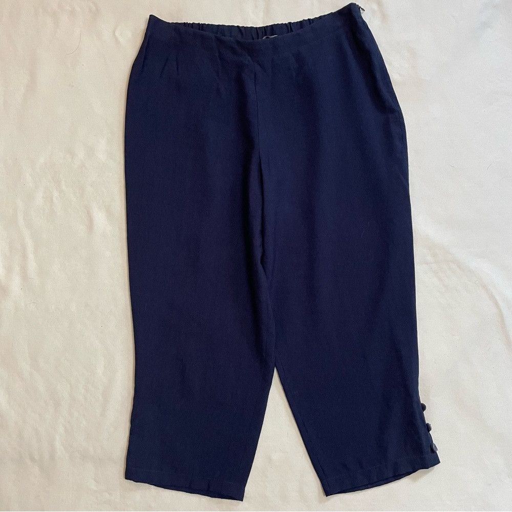Other Eva Tralala Viscose Blue Crop Pants Made in France Size L Size 34" / US 12 / IT 48 - 3 Thumbnail