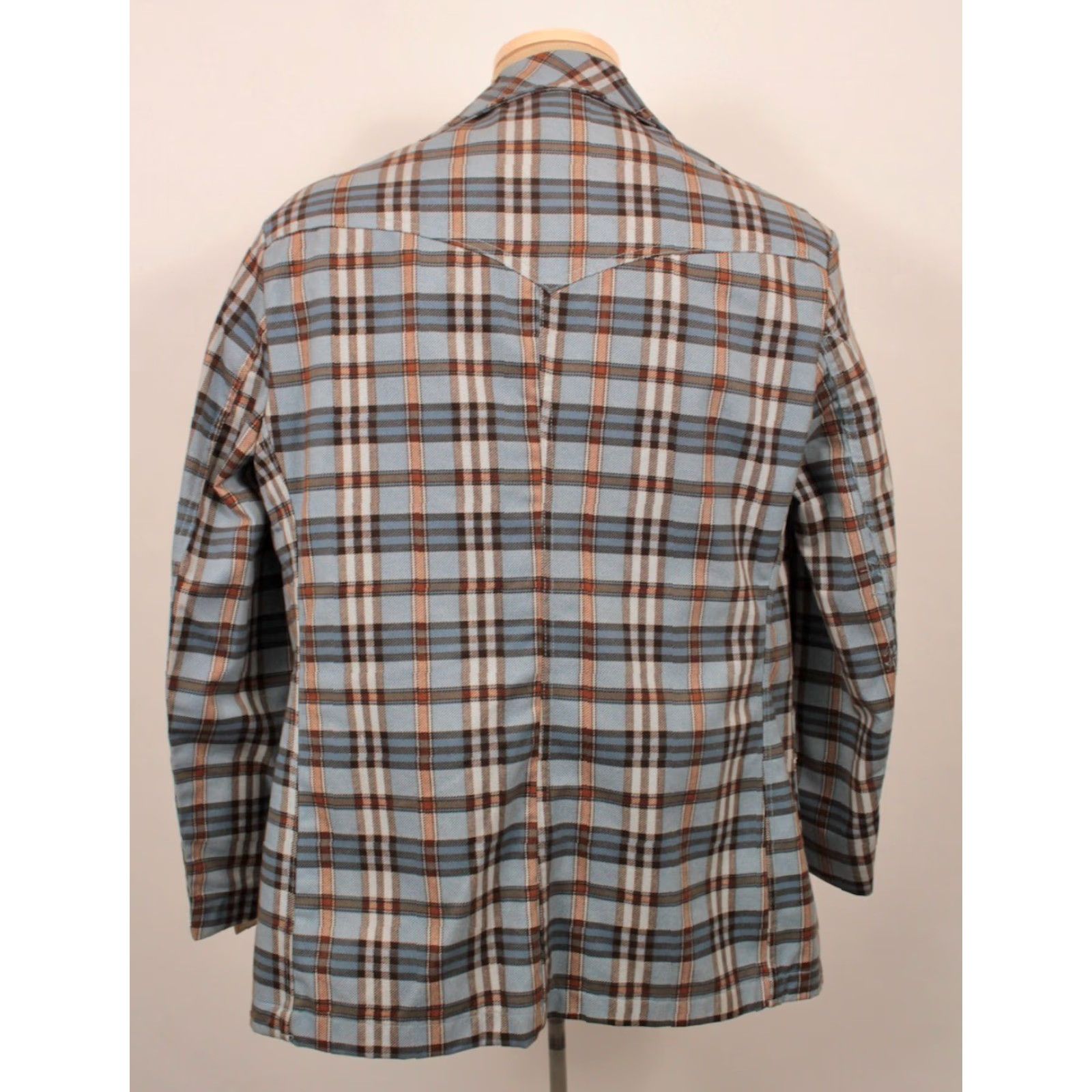Vintage VTG 1970s Blazer / Jacket Mens Large 44 Blue Plaid Cotton Polyester NOS Western Blazer / Jacket 70s Mens Size 44R - 2 Thumbnail
