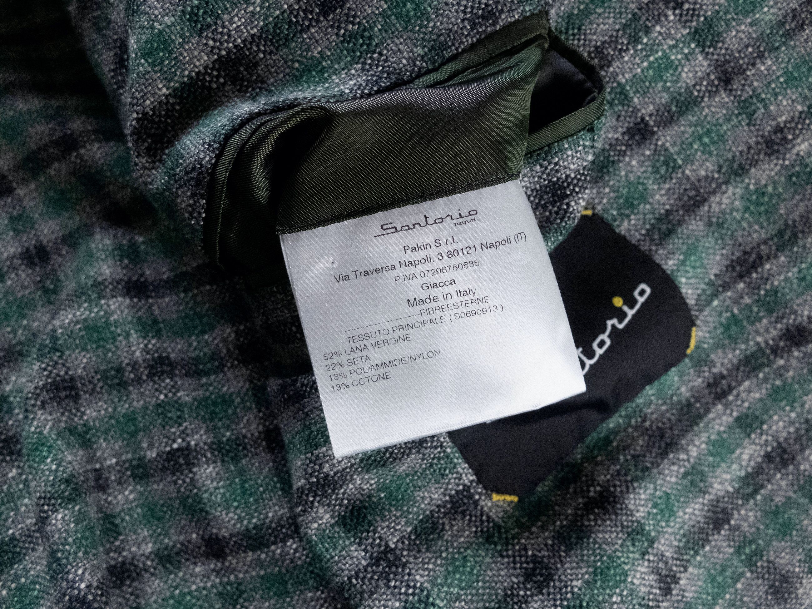 SARTORIO SARTORIO Napoli Kiton green gray plaid wool silk sportcoat Size 40R - 10 Thumbnail