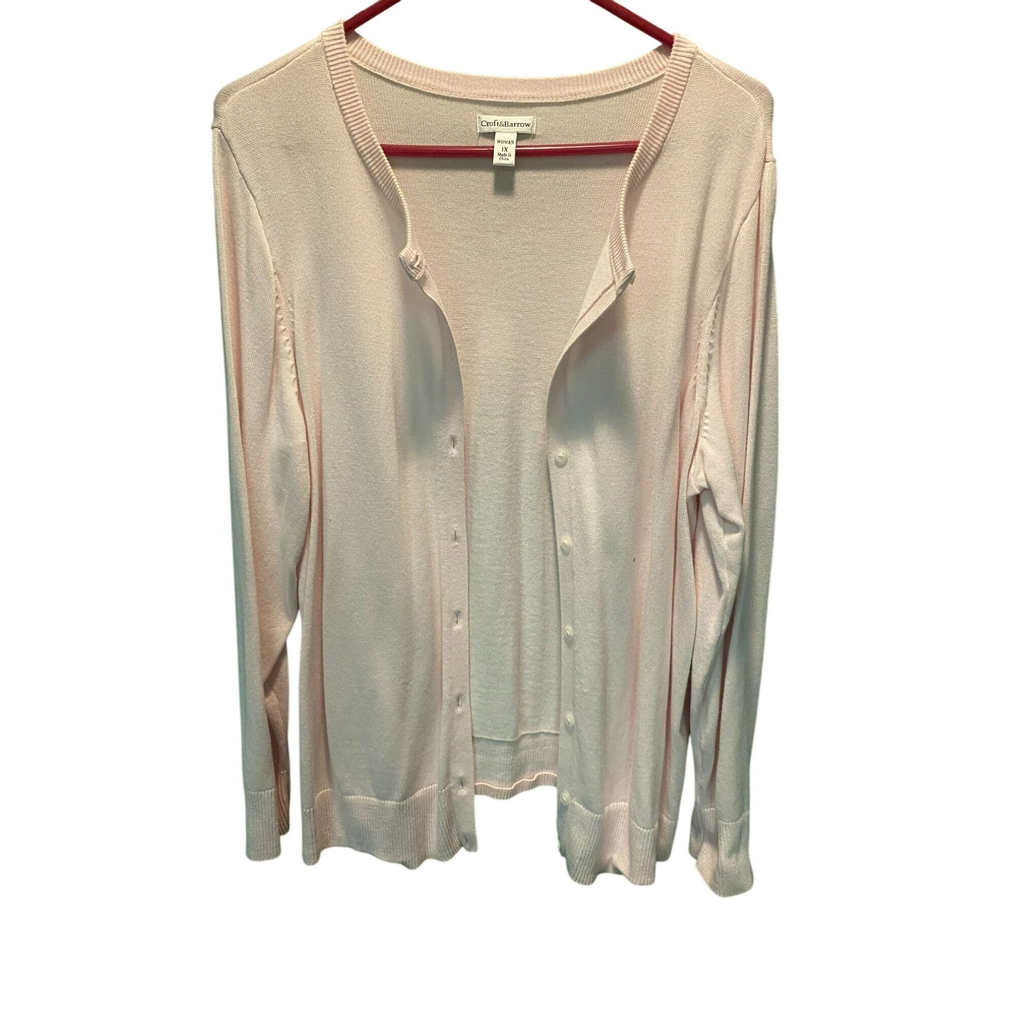 Croft & Barrow Croft & Barrow Womens Cream colored Button-Front Cardigan Sw Size XL / US 12-14 / IT 48-50 - 2 Thumbnail