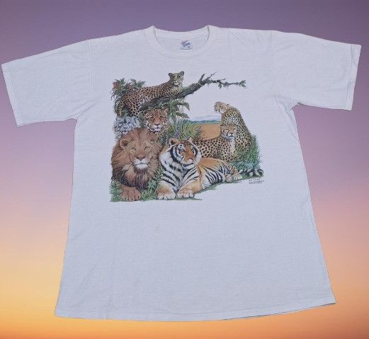 Vintage Big Cat Animal Lion Tiger Cheetah Double Sided Tee Size US XL / EU 56 / 4 - 1 Thumbnail