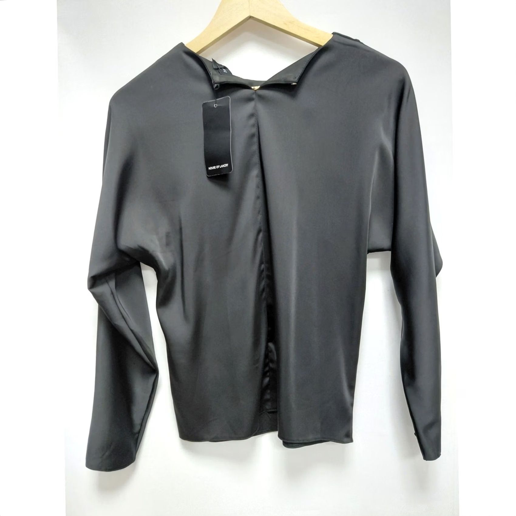 Vintage HOUSE OF LANCRY Black Long Sleeve Top Solid Lightweight Womens XS Blouse Size XS / US 0-2 / IT 36-38 - 2 Thumbnail