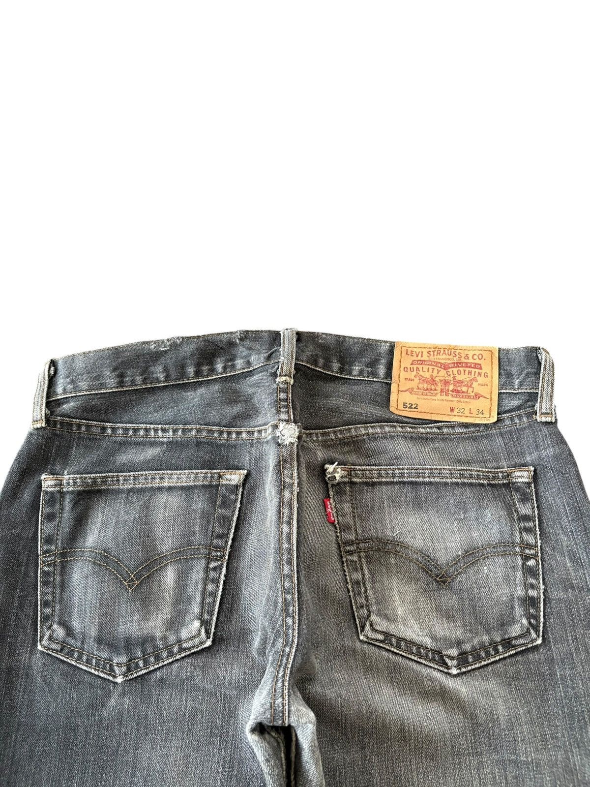 Levi's Vintage 90s Levis 522 Faded Wash Distress Loose Jeans Size US 32 / EU 48 - 4 Thumbnail
