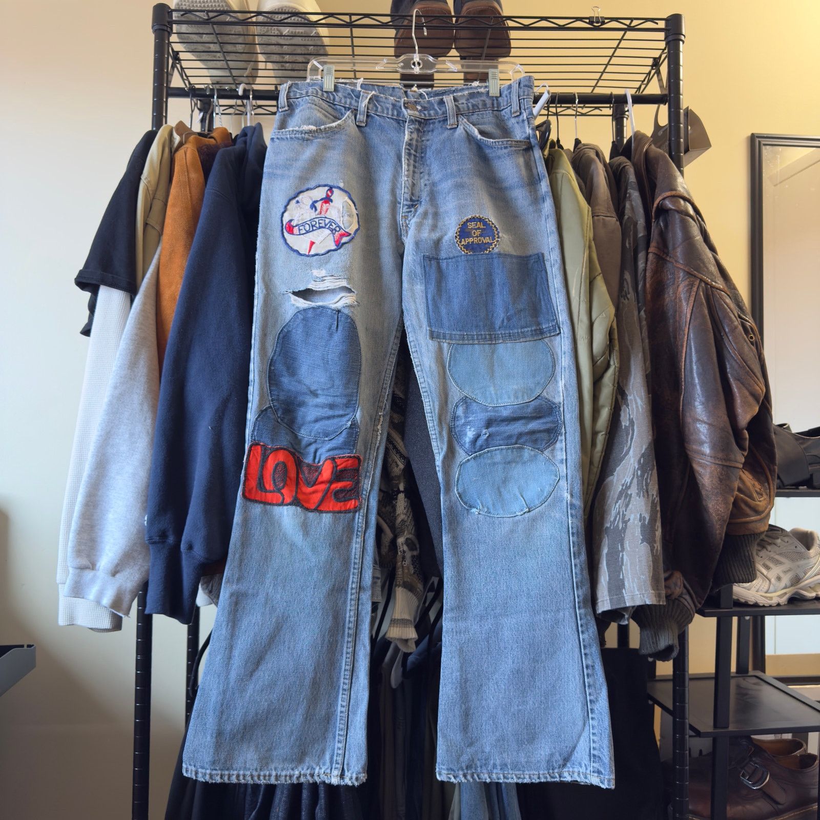Levi's 70s Levi 646 Patchwork Flared Bellbottom Jeans 32x31.5 Size US 32 / EU 48 - 1 Thumbnail