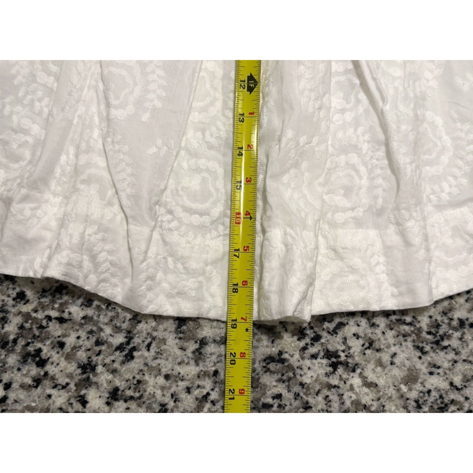 Vintage BURU Mini Skirt Womens Small White Floral Smocked Size 28" / US 6 / IT 42 - 2 Thumbnail
