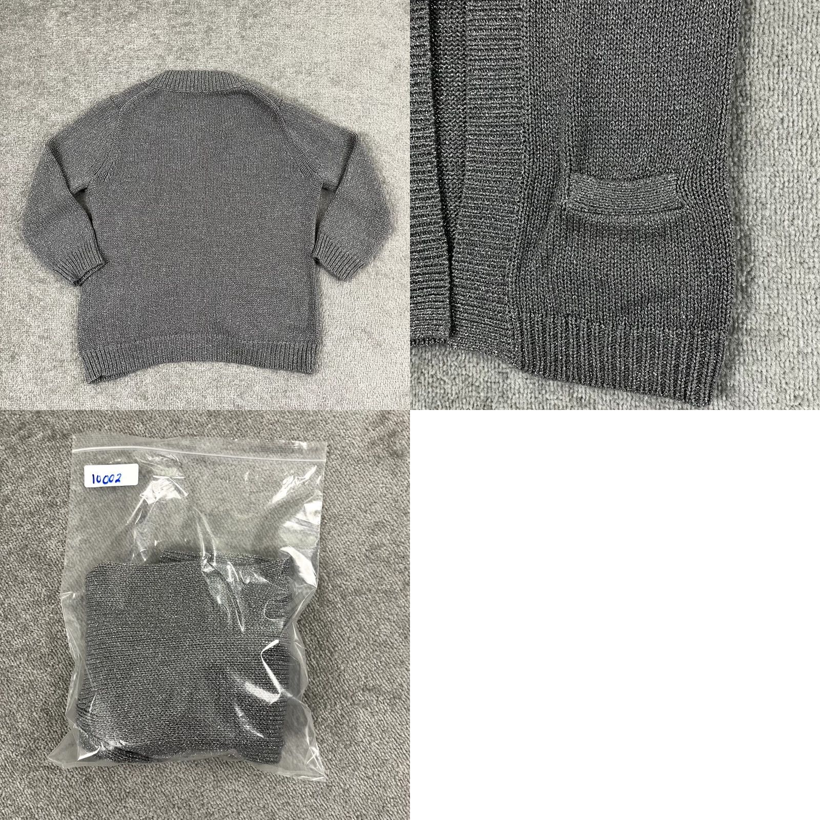 J.Crew VINTAGE J.CREW Open Front Cardigan Womens Medium Gray Shiny Metallic Pullover Sweater Size M / US 6-8 / IT 42-44 - 8 Thumbnail