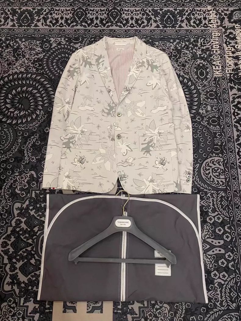 Thom Browne Thom Browne Printed Gray White Blazer - dmc Size US S / EU 44-46 / 1 - 1 Thumbnail