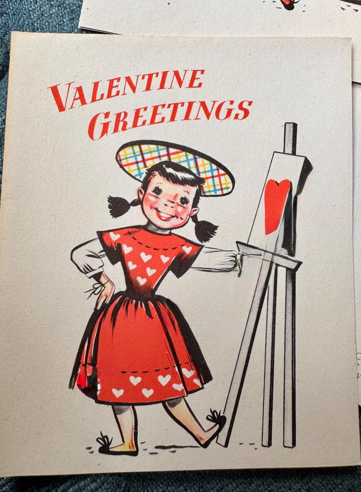 Designer Valentine card pinup girl painting a heart Buzza Cardozo Size ONE SIZE - 1 Thumbnail