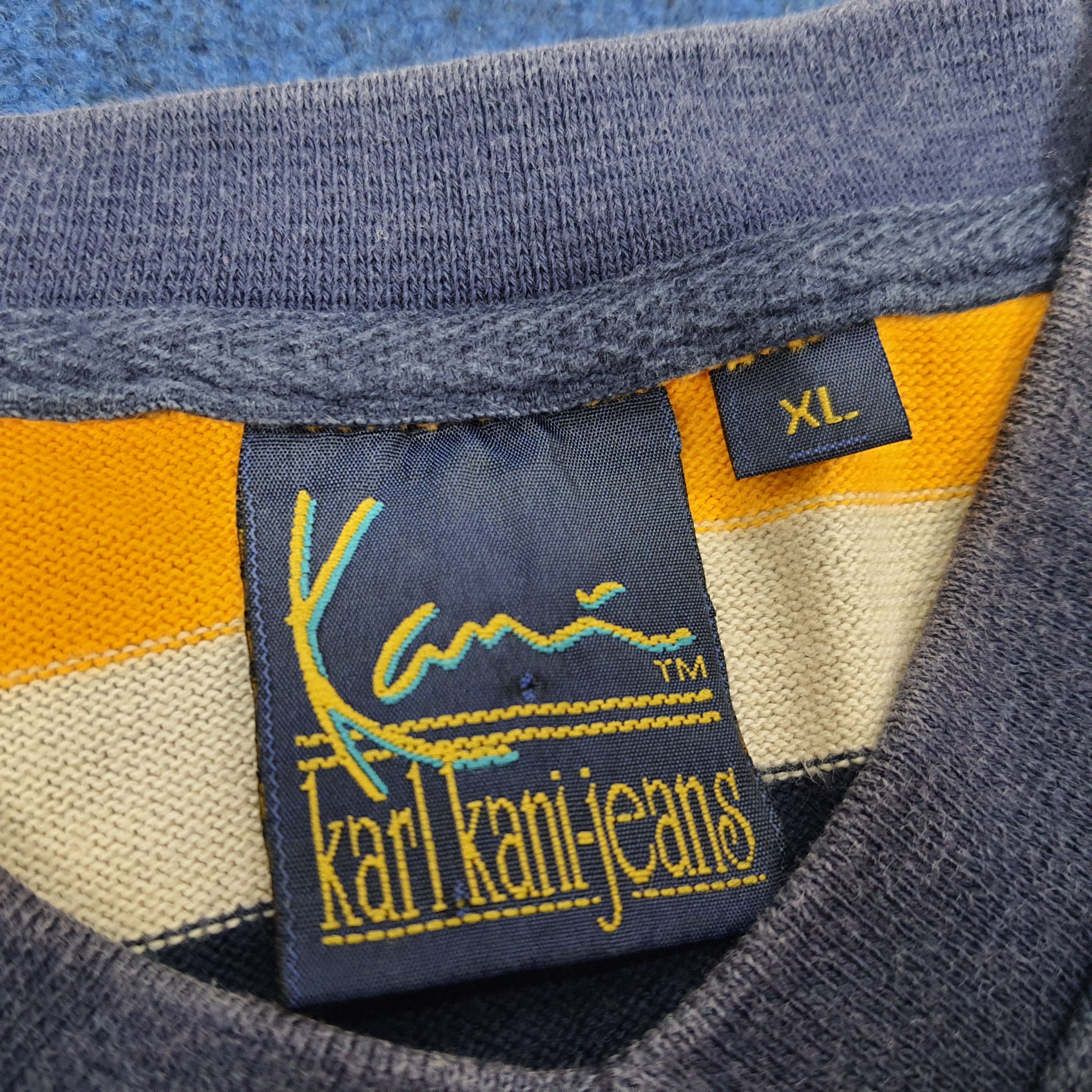 Designer × Karl Kani × Vintage Vintage Karl Kani Jeans Striped V Neck T-shirt Size US XL / EU 56 / 4 - 4 Thumbnail