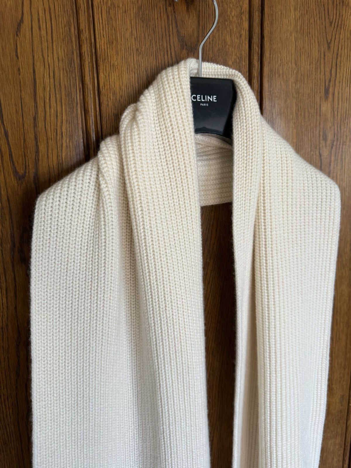 Celine $990 Celine cream ivory cashmere logo scarf Hedi Grail Size ONE SIZE - 6 Thumbnail